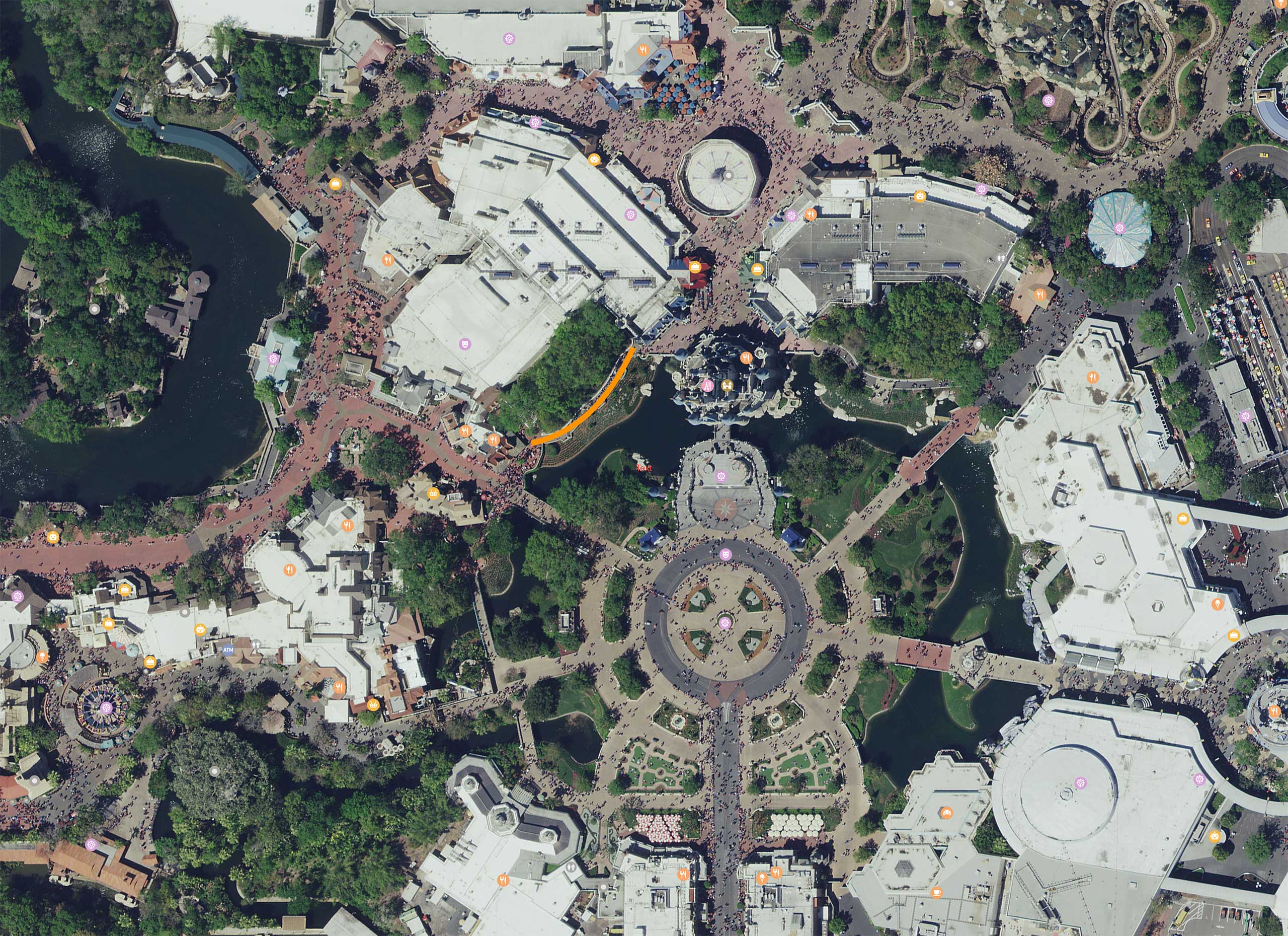 Liberty Square to Cinderella Castle walkway widening overview
