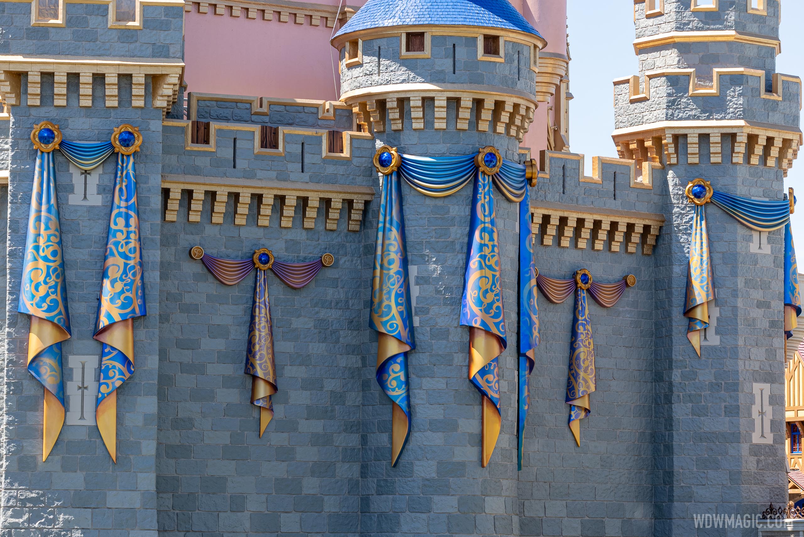 Cinderella Castle jabot and swag close-up - east side