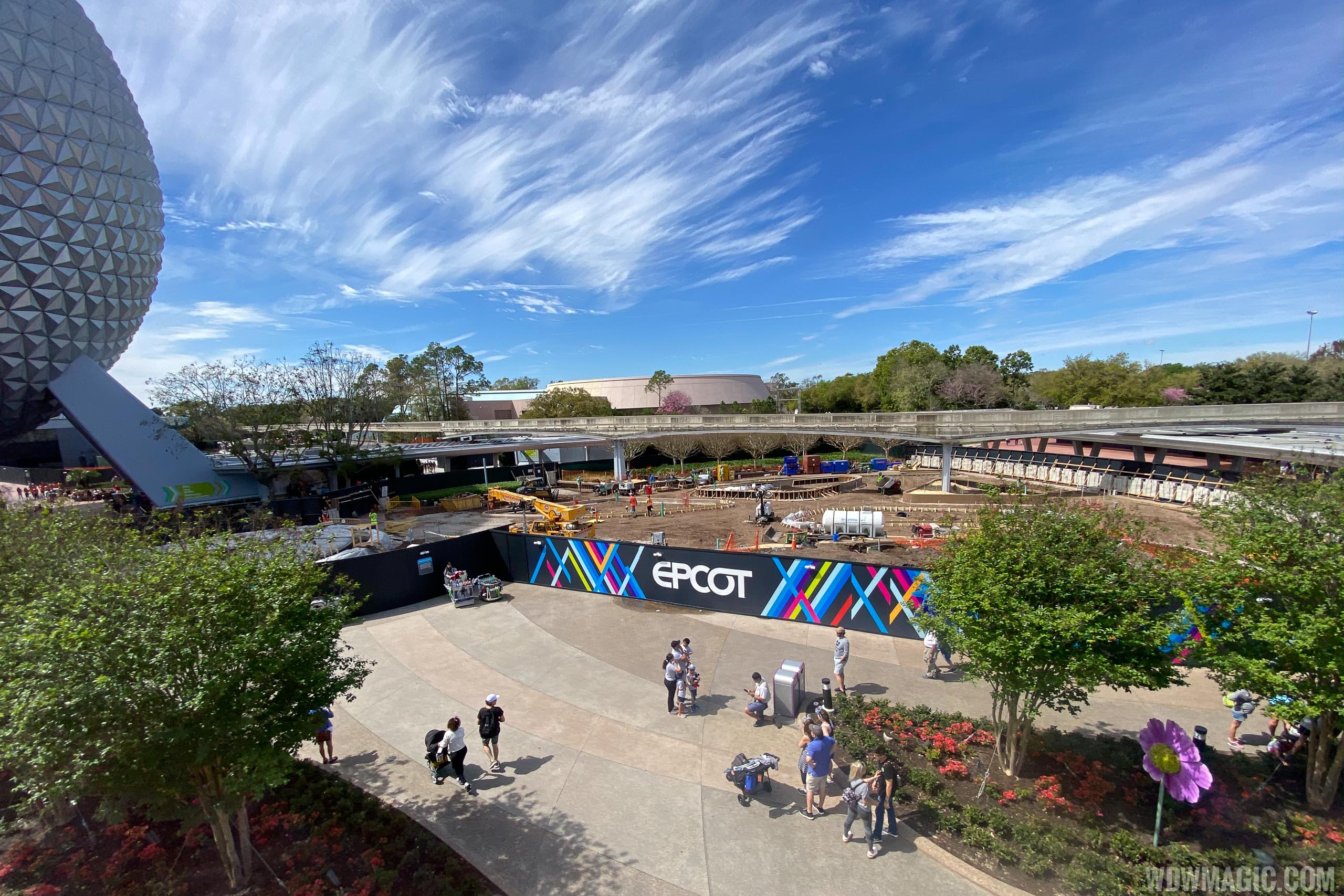 Epcot main entrance area and fountain construction - March 10 2020 Epcot main entrance area and fountain construction - March 10 2020