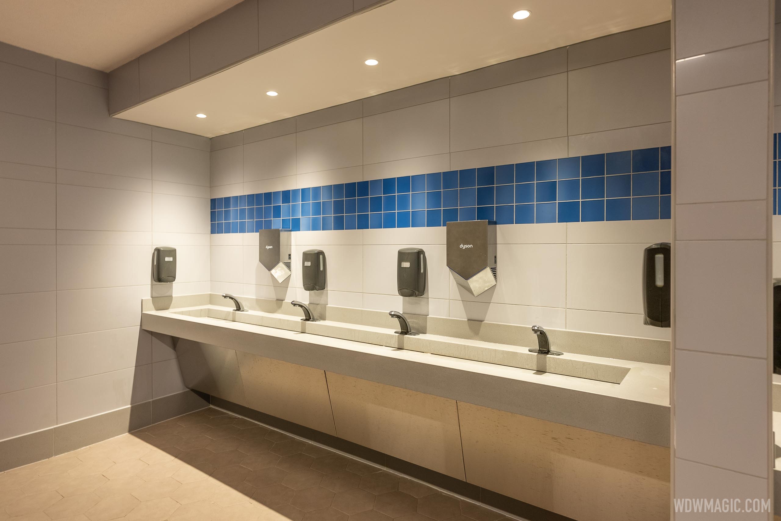 Future World East restrooms beneath Spaceship Earth reopen from refurbishment