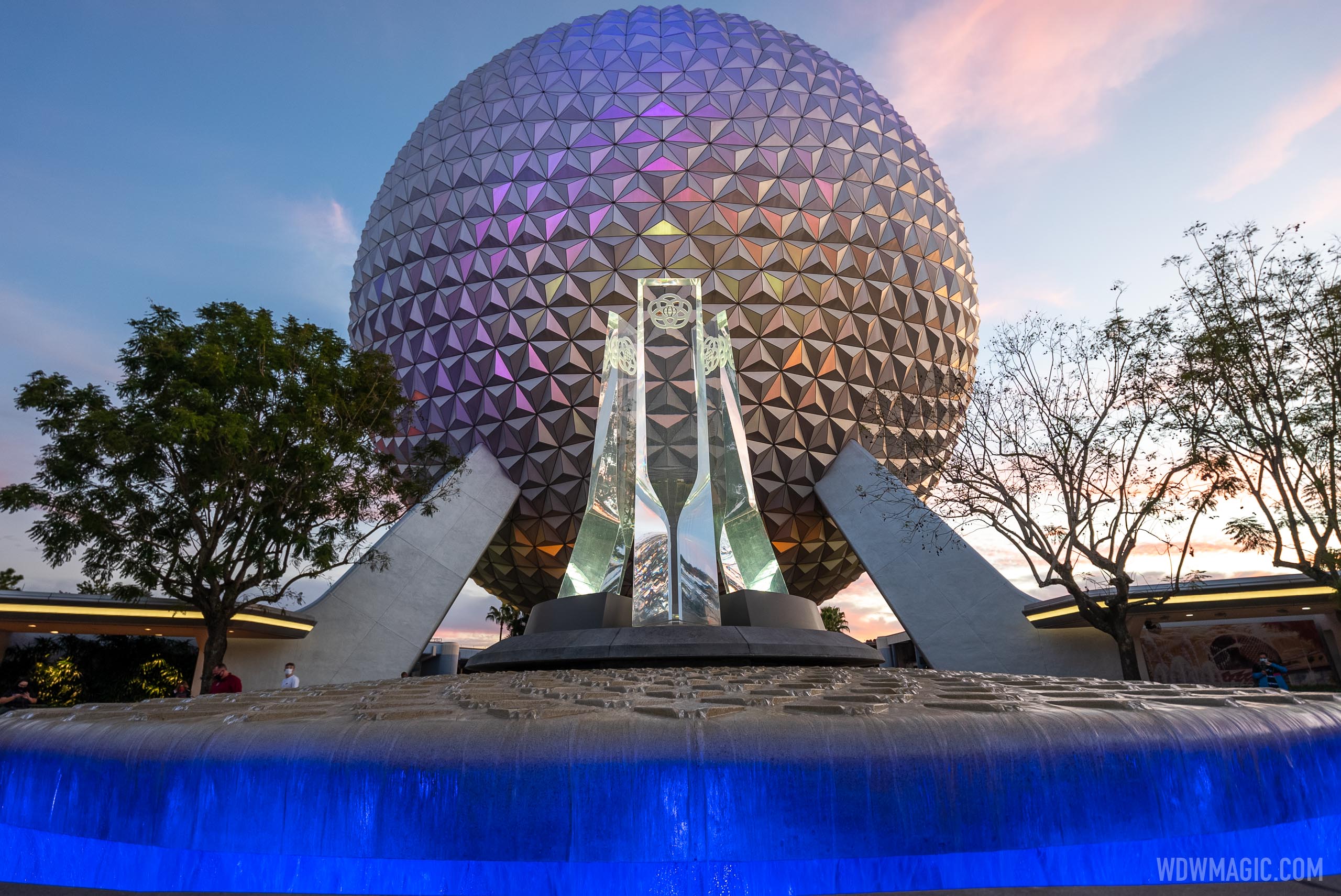EPCOT main entrance fountain after dark Photo 2 of 12