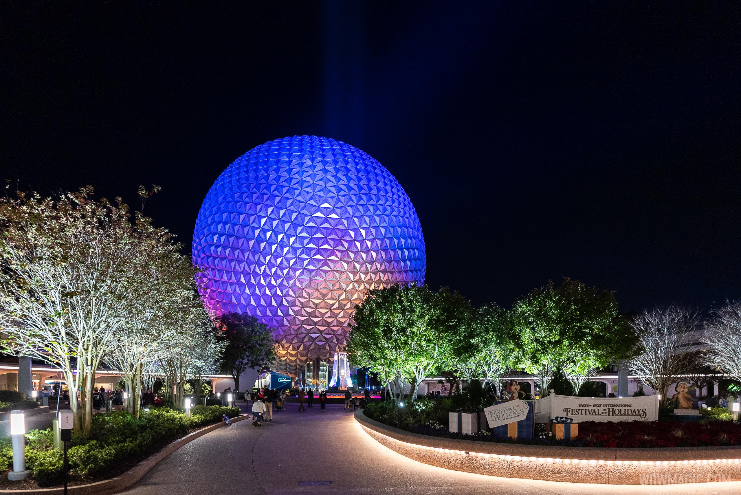 EPCOT main entrance fountain after dark Photo 12 of 12