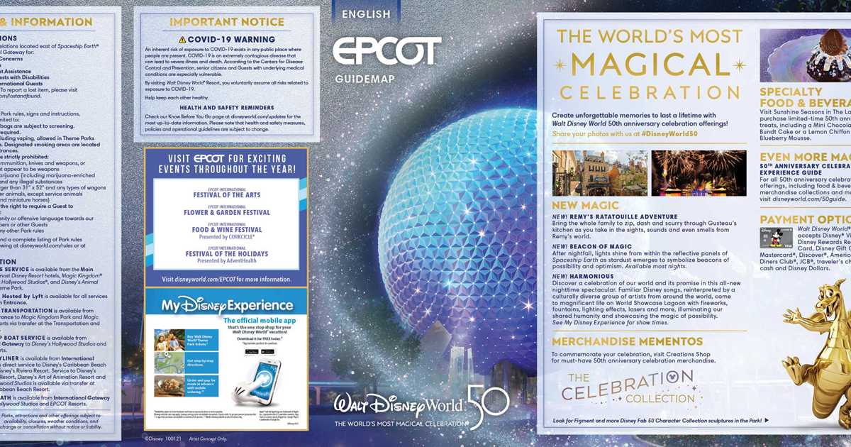 Epcot Guide EPCOT guide map featuring new neighborhoods