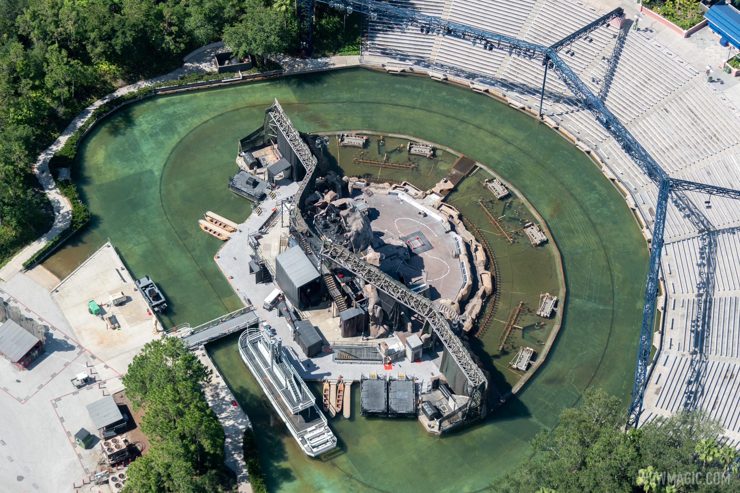 Aerial view of Fantasmic at the Hollywood Hills Amphitheater