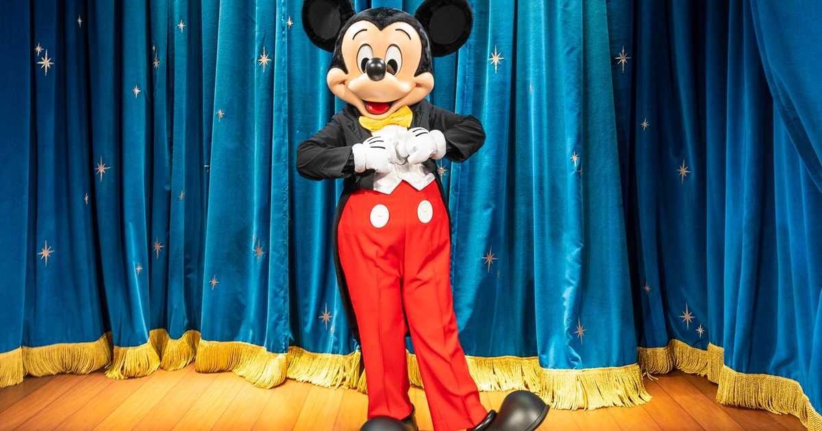 Distanced Mickey Mouse meet and greet at Imagination pavilion