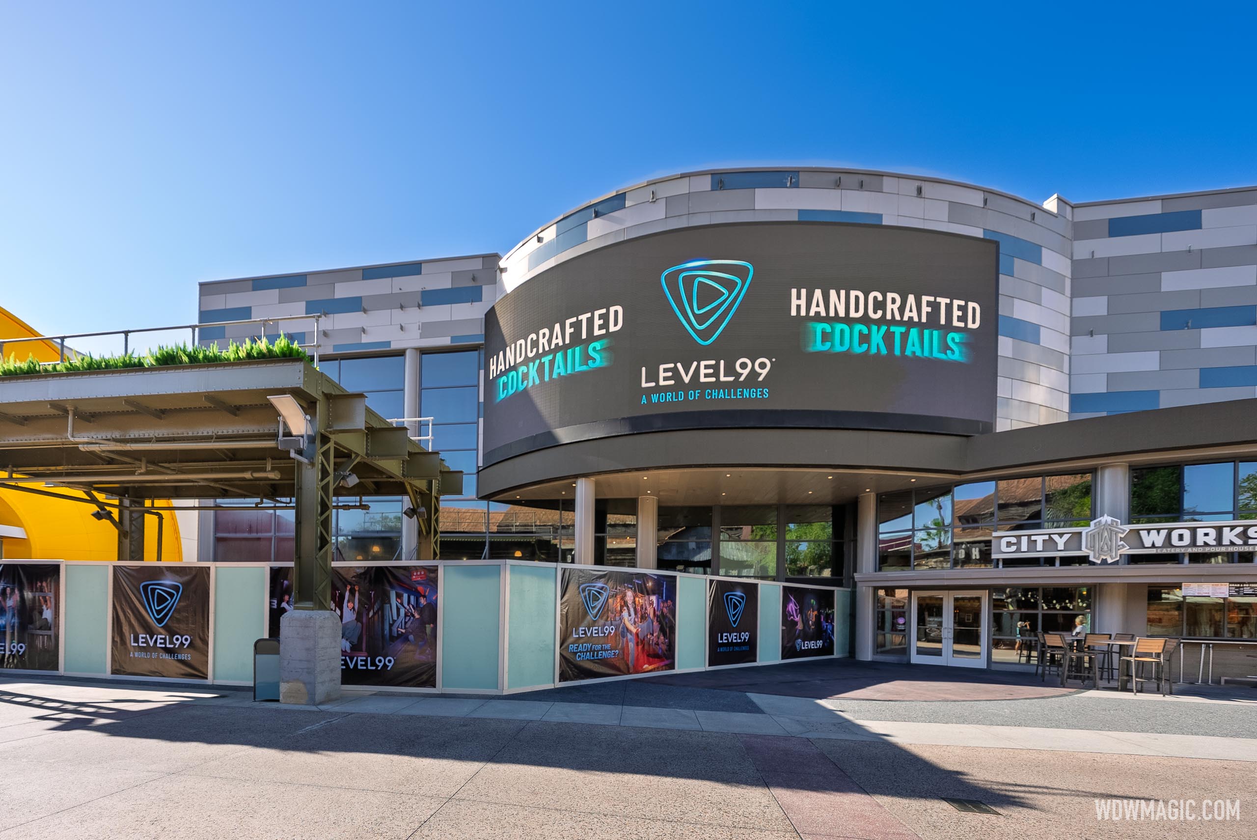 Construction Walls Go Up Around Level99 at Disney Springs