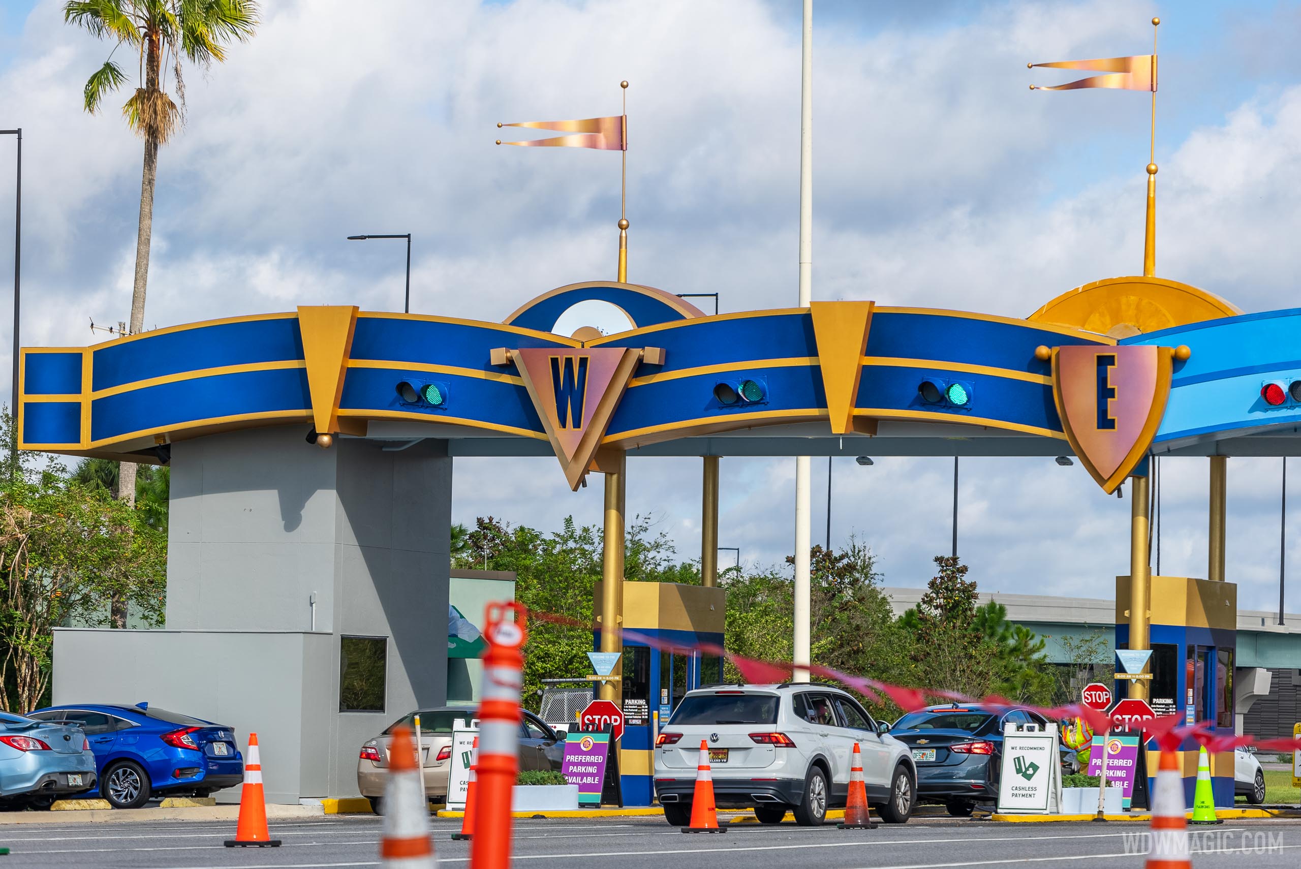 New look Magic Kingdom auto-plaza shares similar color scheme with Cinderella Castle