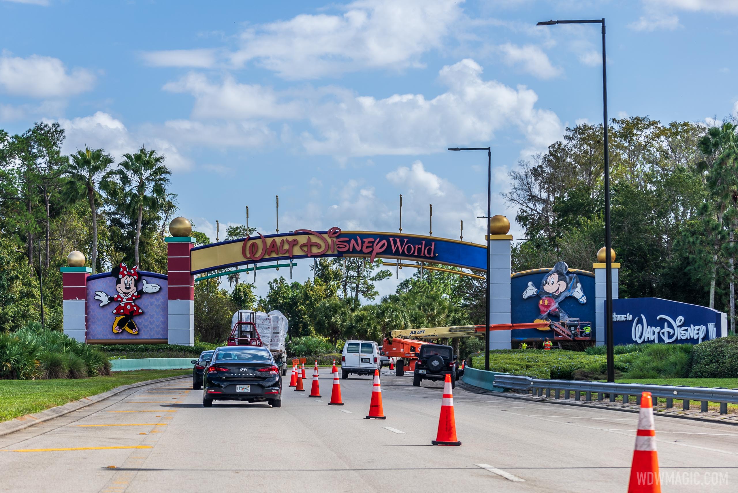 Latest look at work on the new-look Walt Disney World gateway entrance along Western Way