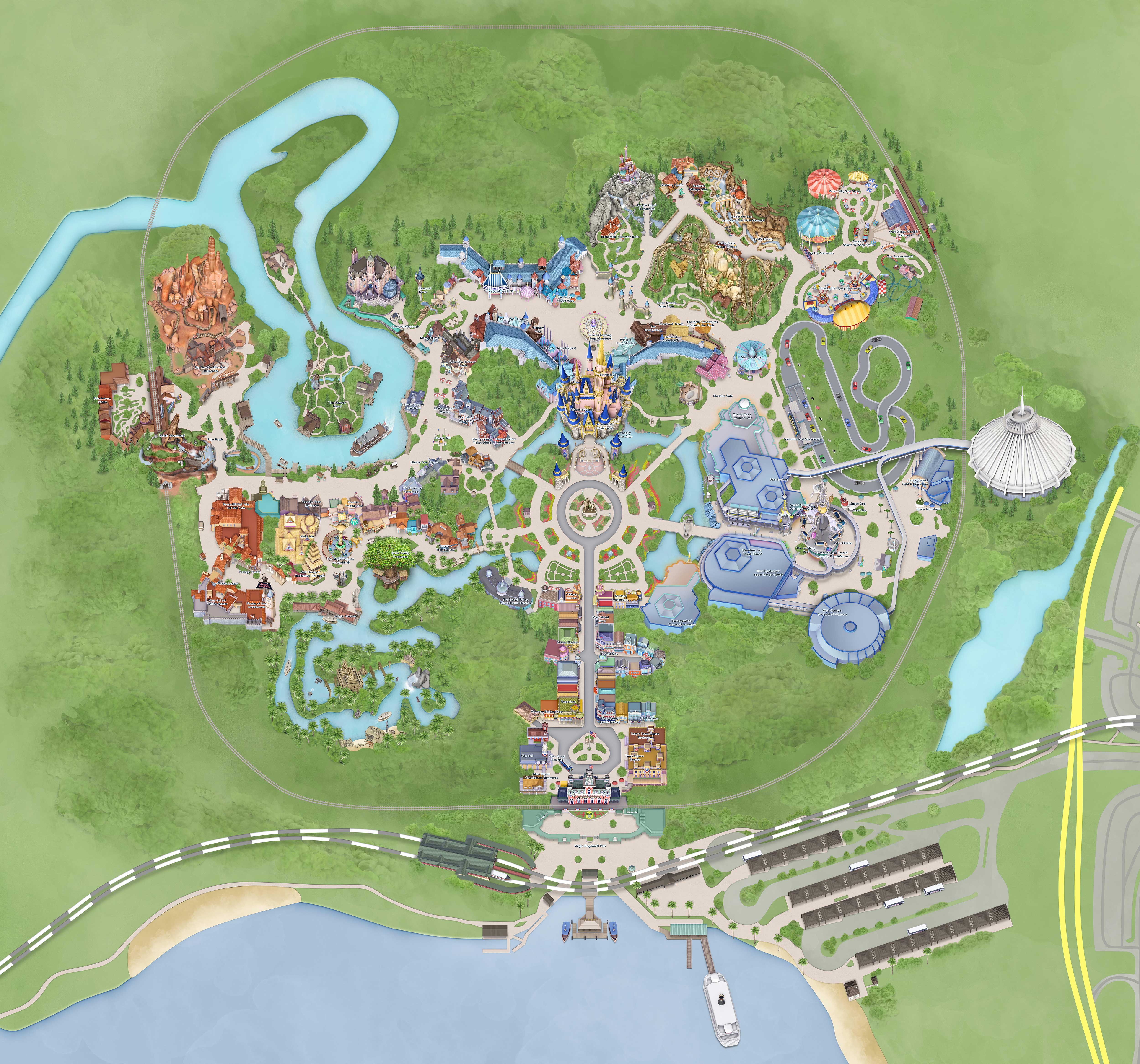 My Disney Experience digital map update for Magic Kingdom includes new-look castle and Grand Floridan walkway