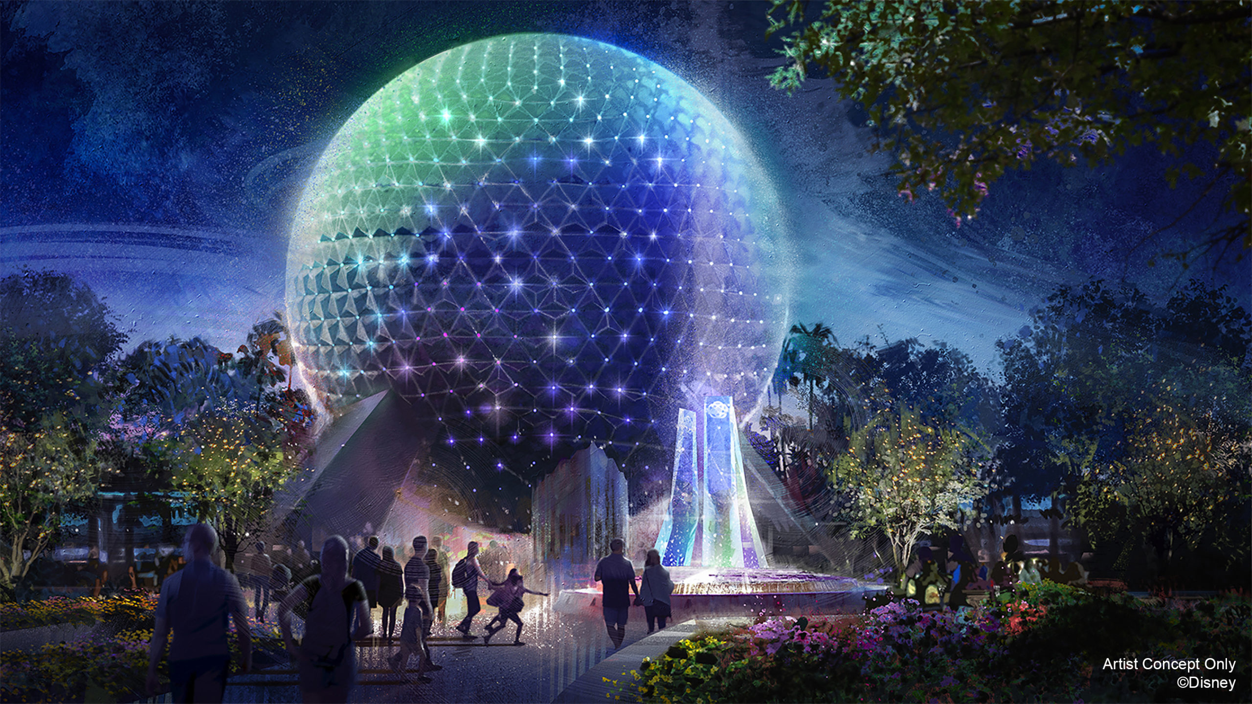 Concept art of new Spaceship Earth lighting system