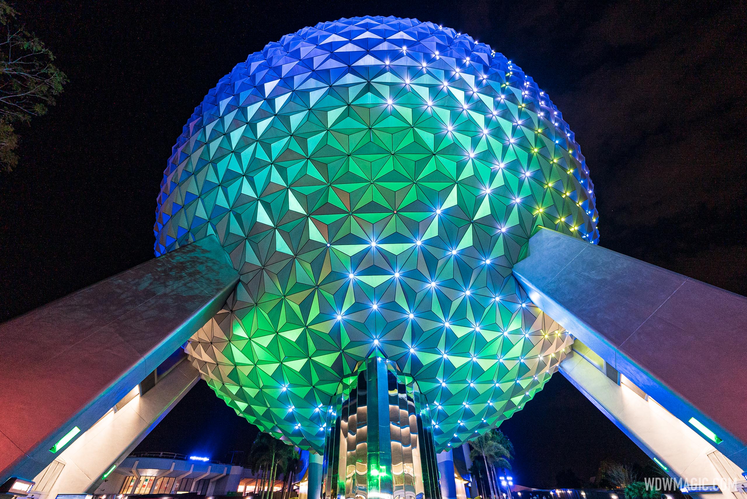 A look at Spaceship Earth's latest lighting design featuring 'Colors of the  Wind'