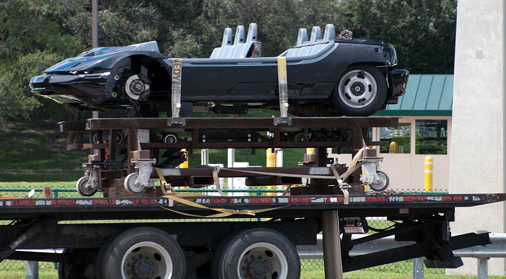 Test Track ride vehicles in transit