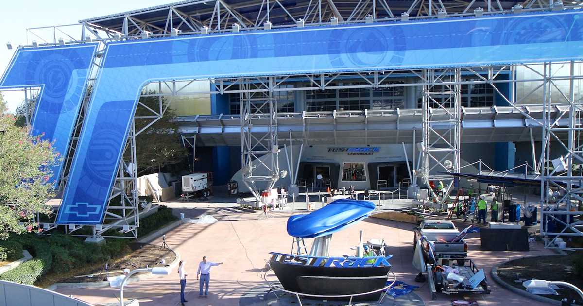 Test Track refurbishment pre-opening exterior