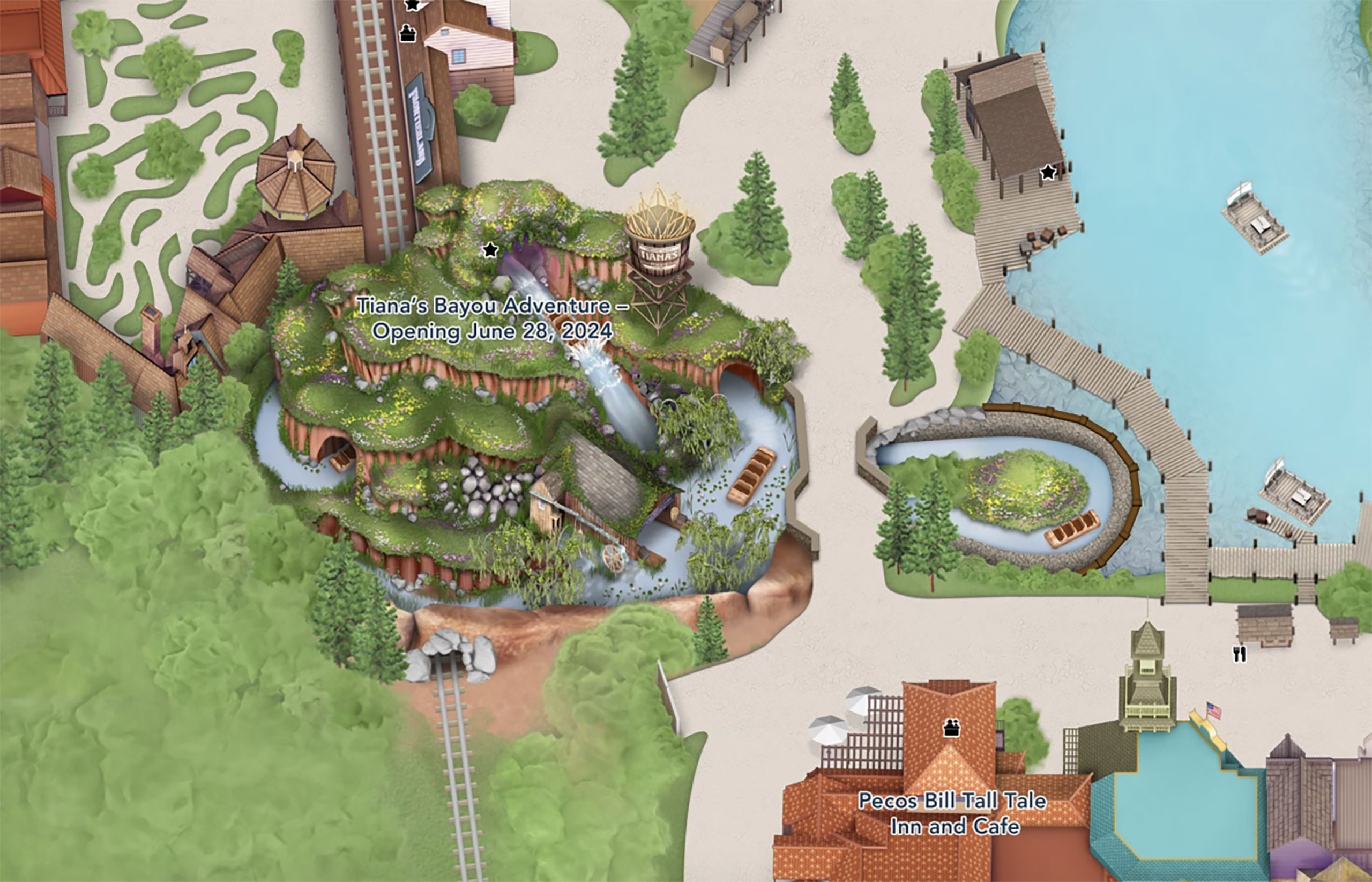 Updated Magic Kingdom Map Features the Upcoming Tiana's Bayou Adventure ...