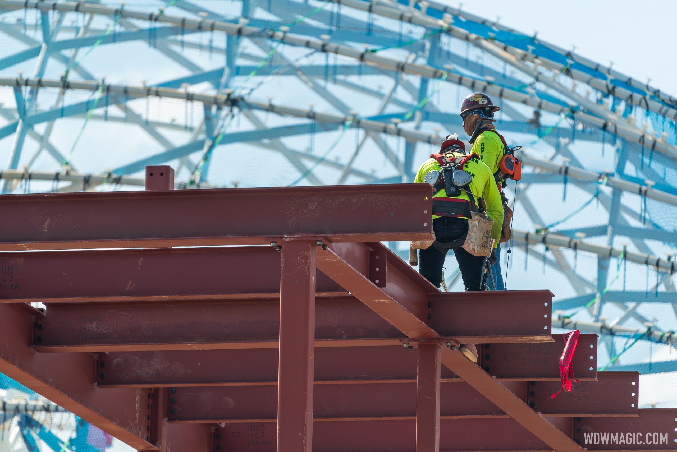 New structural steel going up at TRON Lightcycle Run construction site