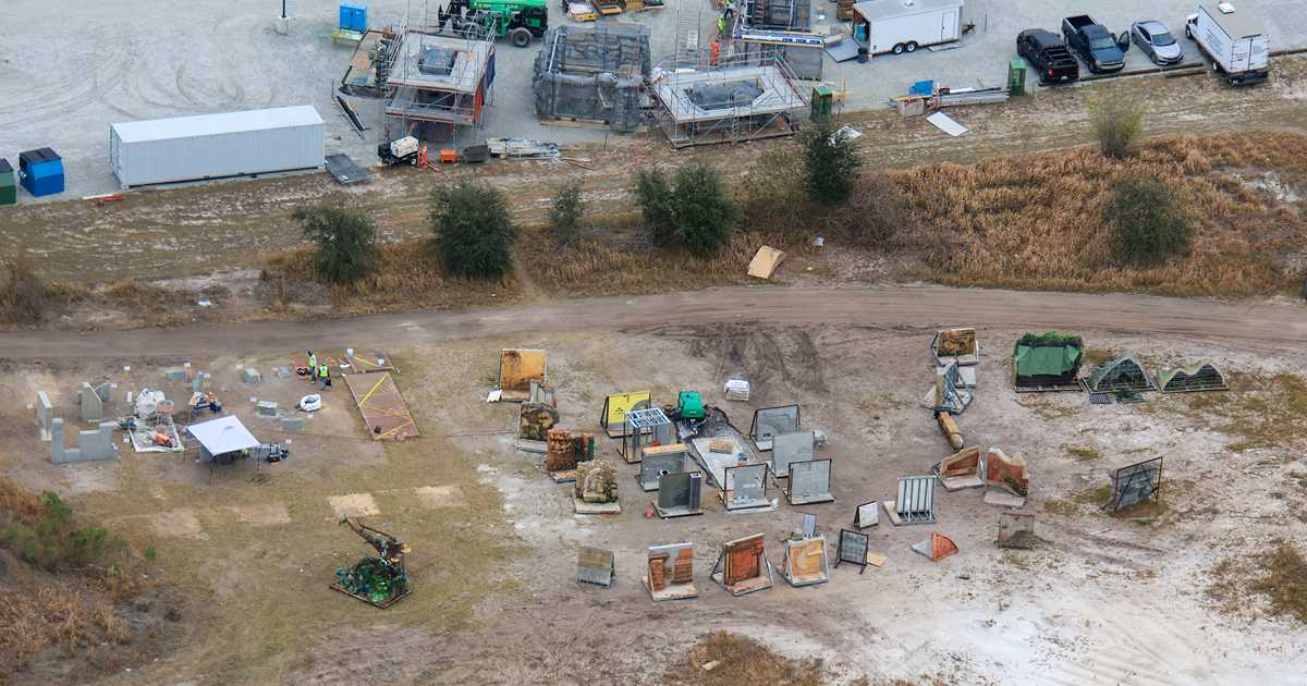 Tropical Americas Themed Finish Mockups - Animal Kingdom Construction Aerials