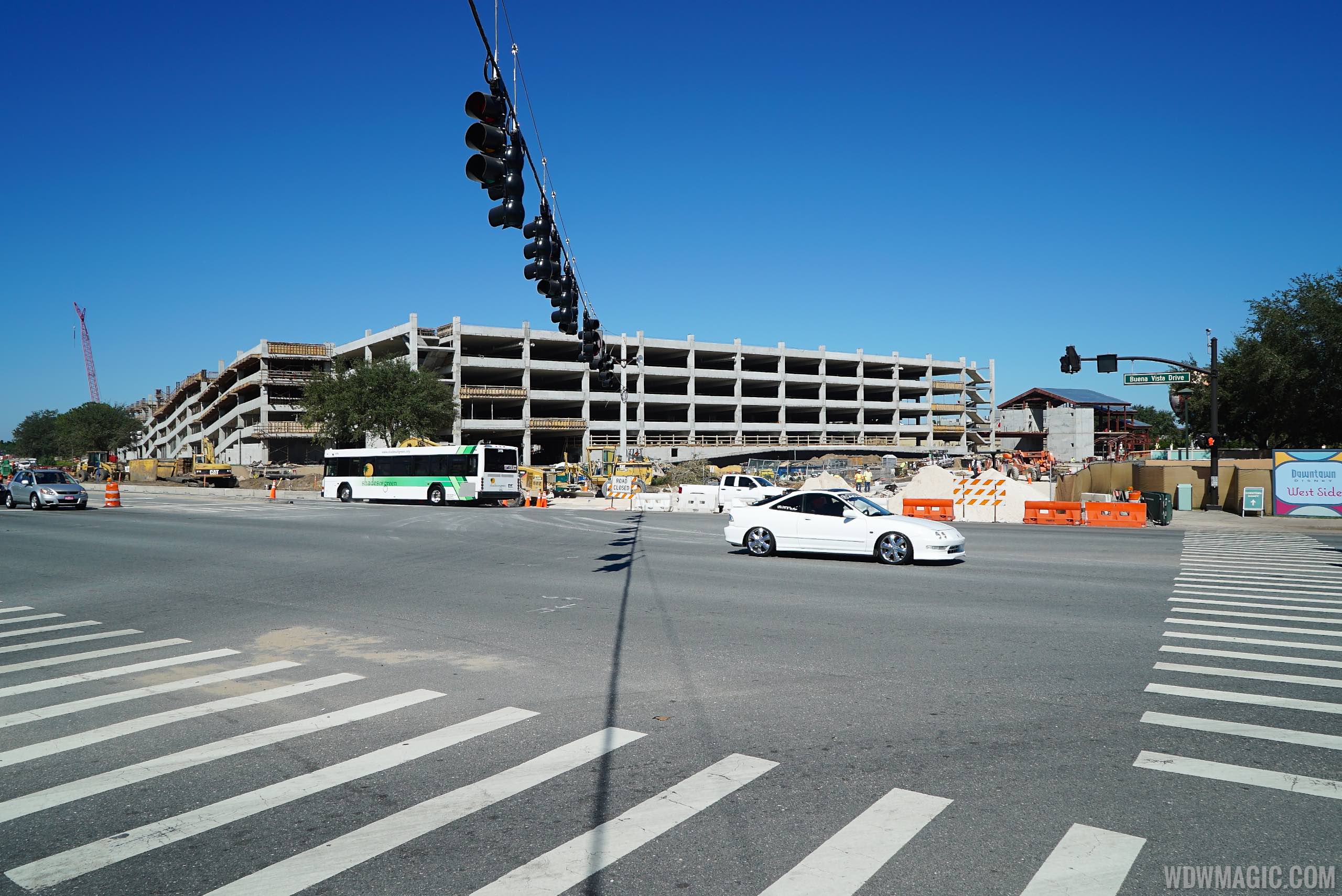 Disney Springs West Side parking garage construction
