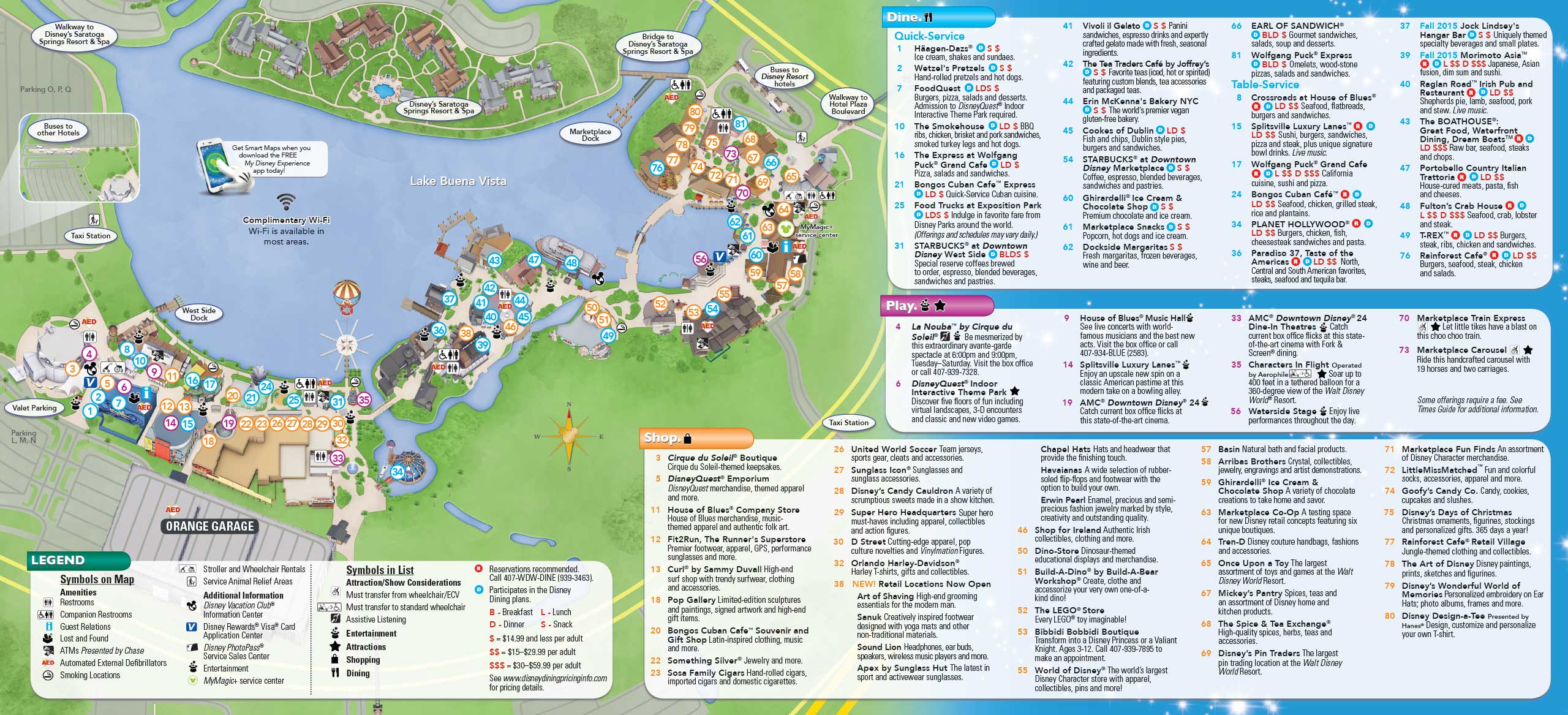 Disney Springs Downtown Disney Guide Map Aug 2015 Photo 2 of 2