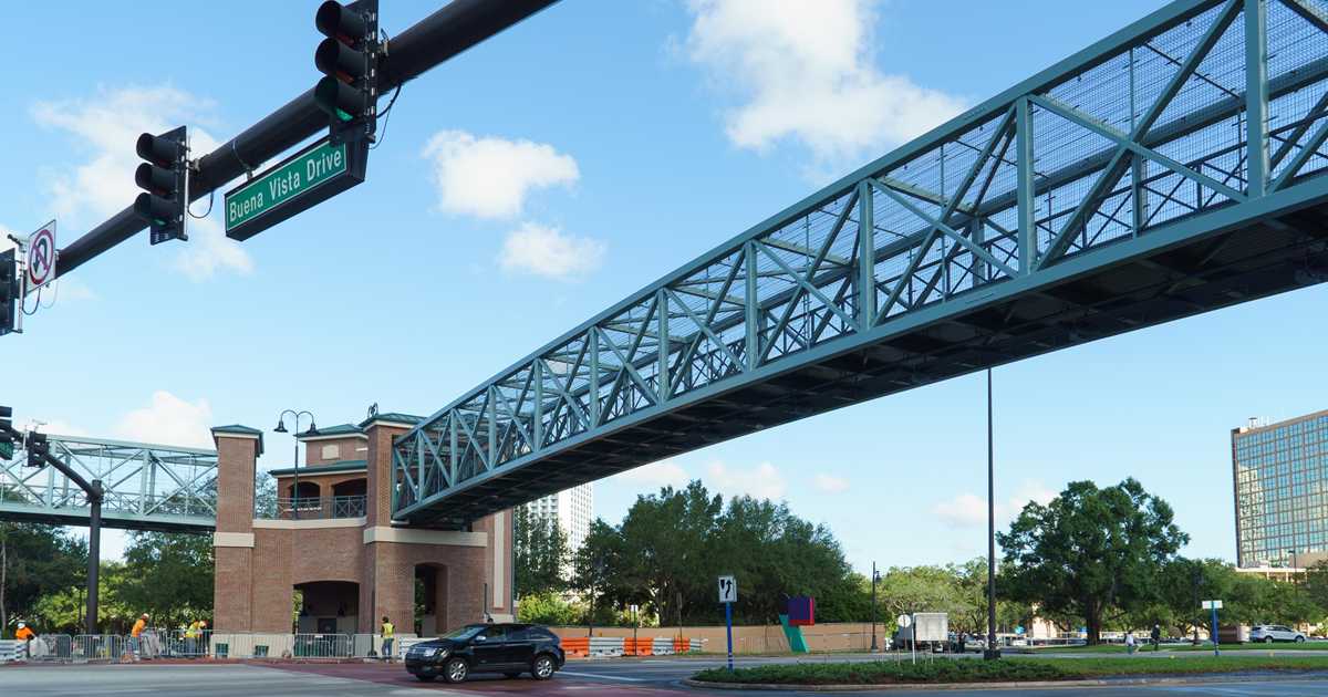 Second Disney Springs Buena Vista Drive pedestrian bridge completed ...