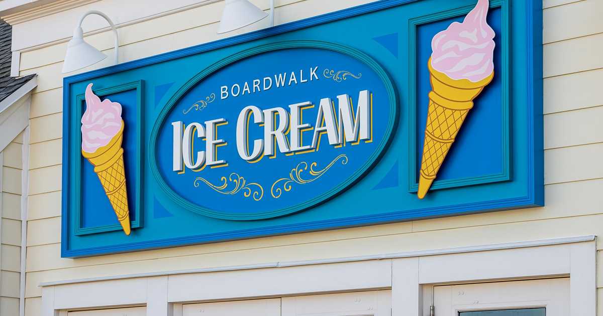 BoardWalk Ice Cream permanent marquee sign