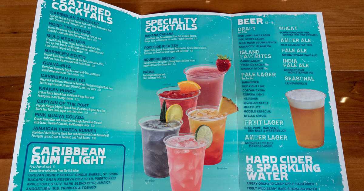 Banana Cabana Pool Bar Pool Bar And Grill Menu - June 2025 | WDWMAGIC
