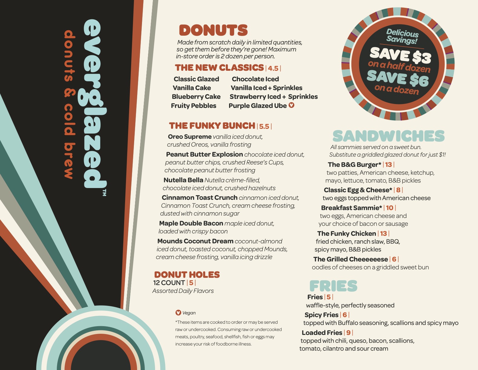 Everglazed Donuts and Cold Brew menu