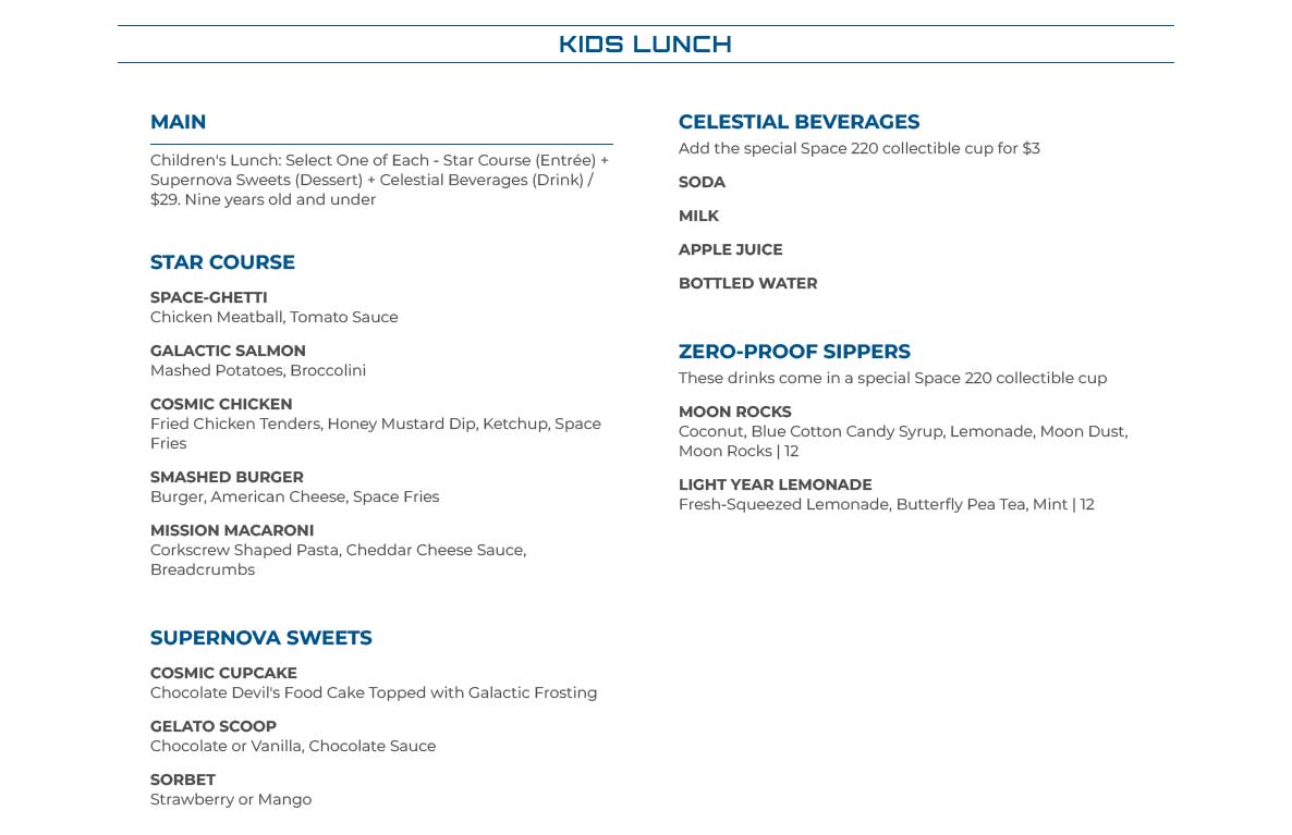 Space 220 menus - Photo 5 of 6