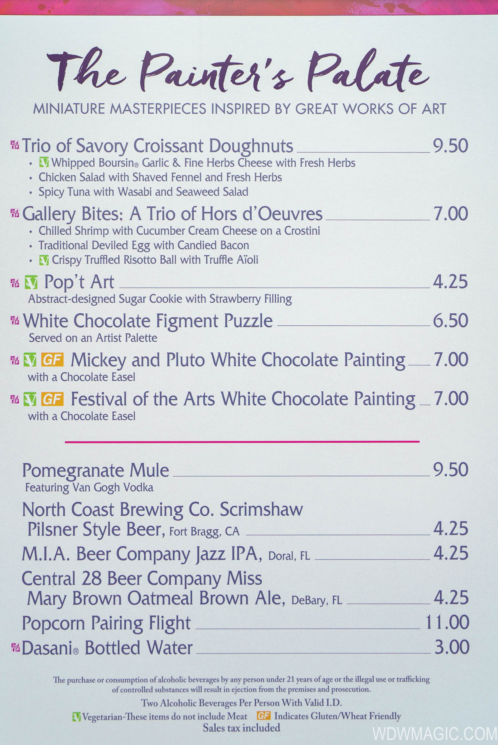 painters palate menu