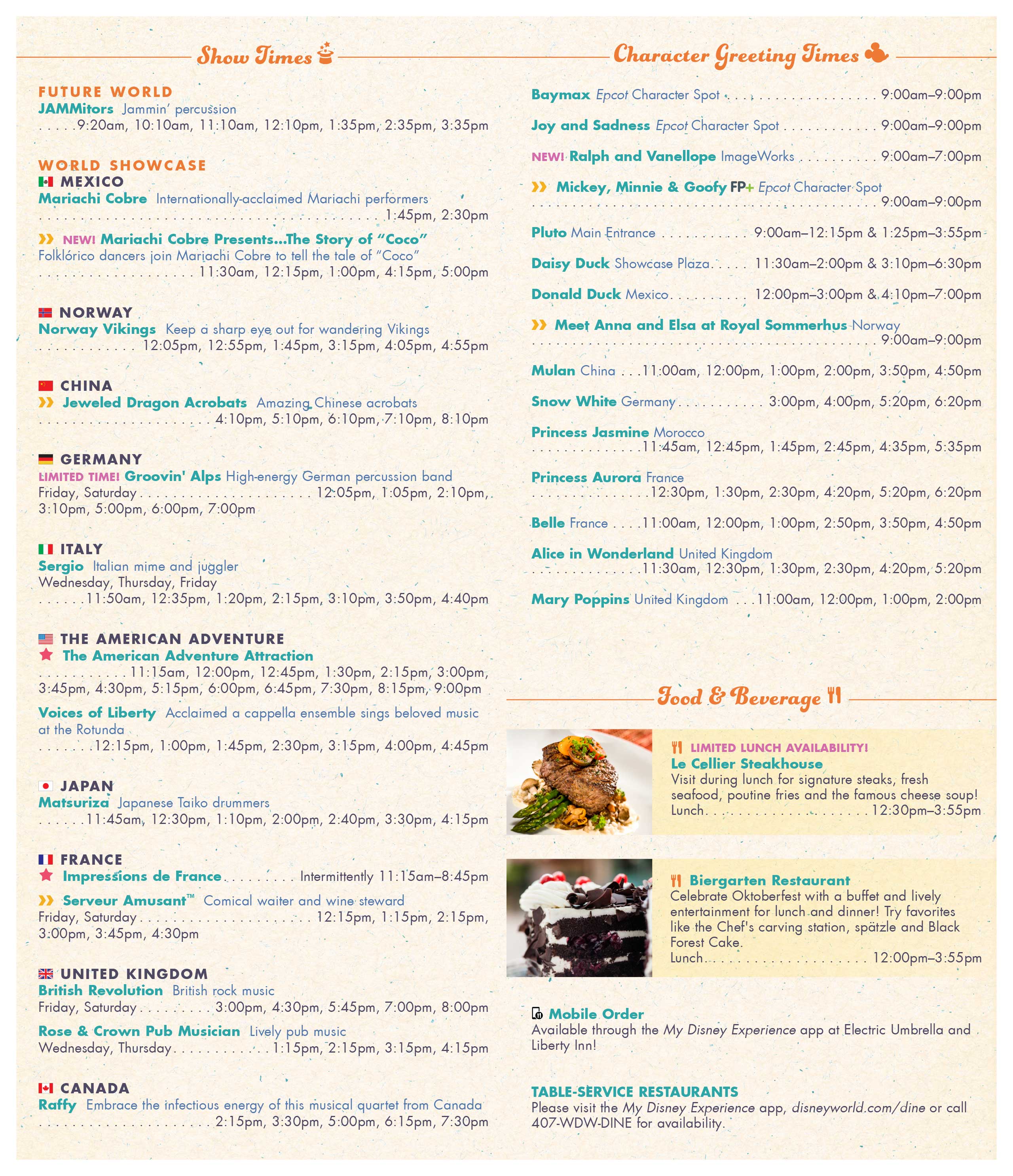 Epcot International Flower and Garden Festival Times Guide March 2019 ...