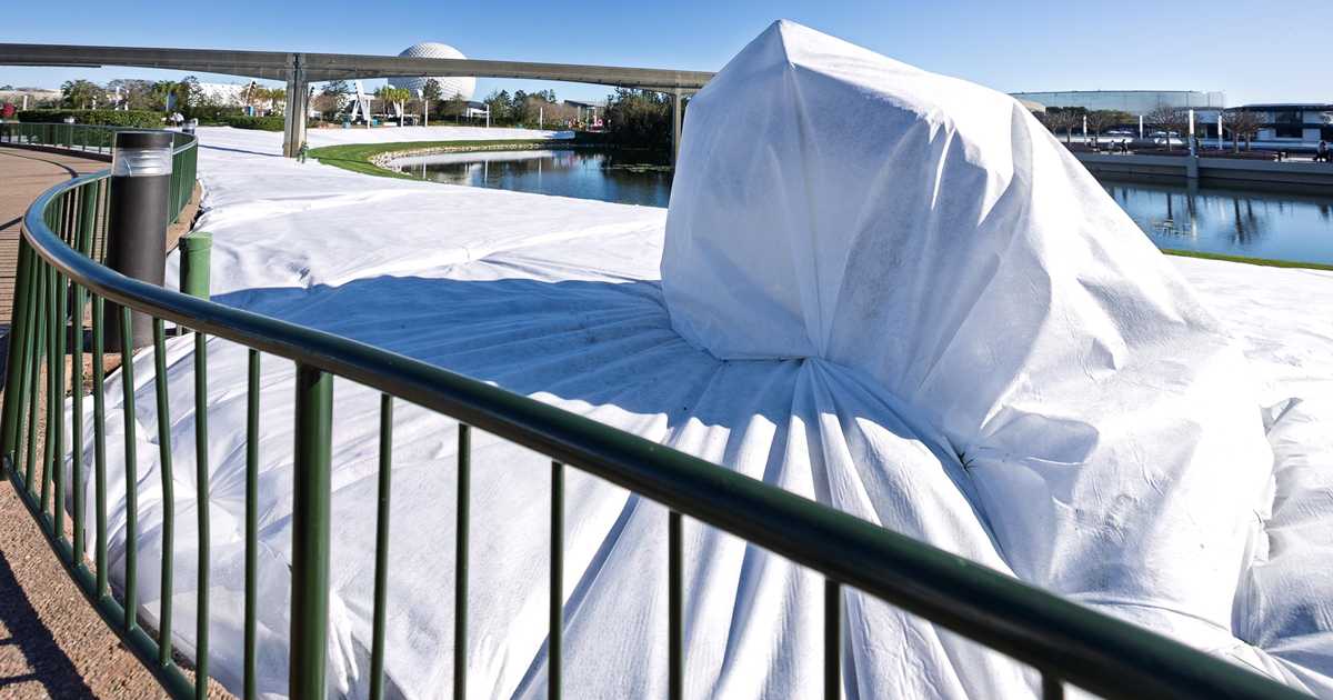 EPCOT Topiaries and Flower Beds Protected from Freezing Temperatures