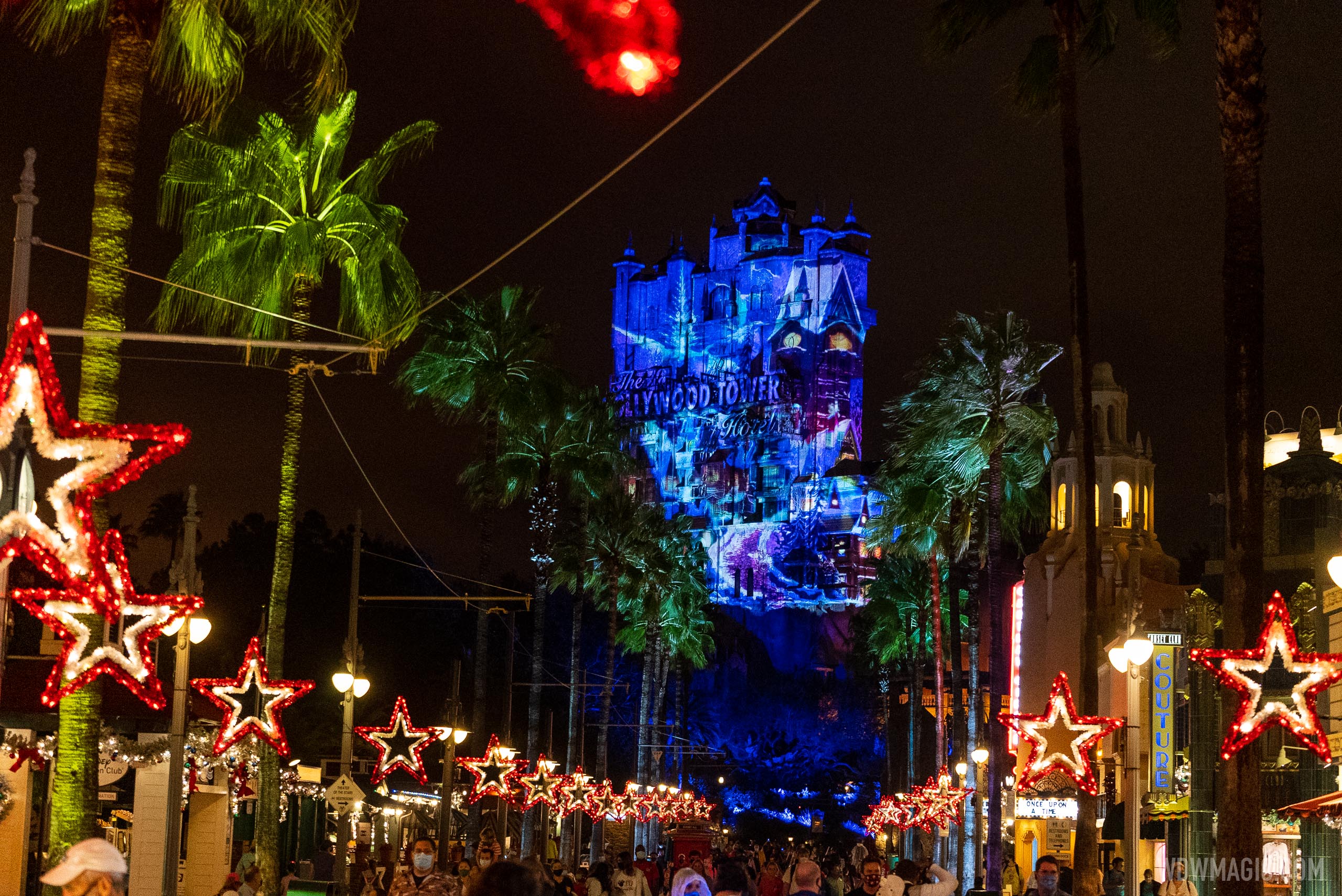Hollywood Holiday Tower Hotel projection effects at Disney's Hollywood