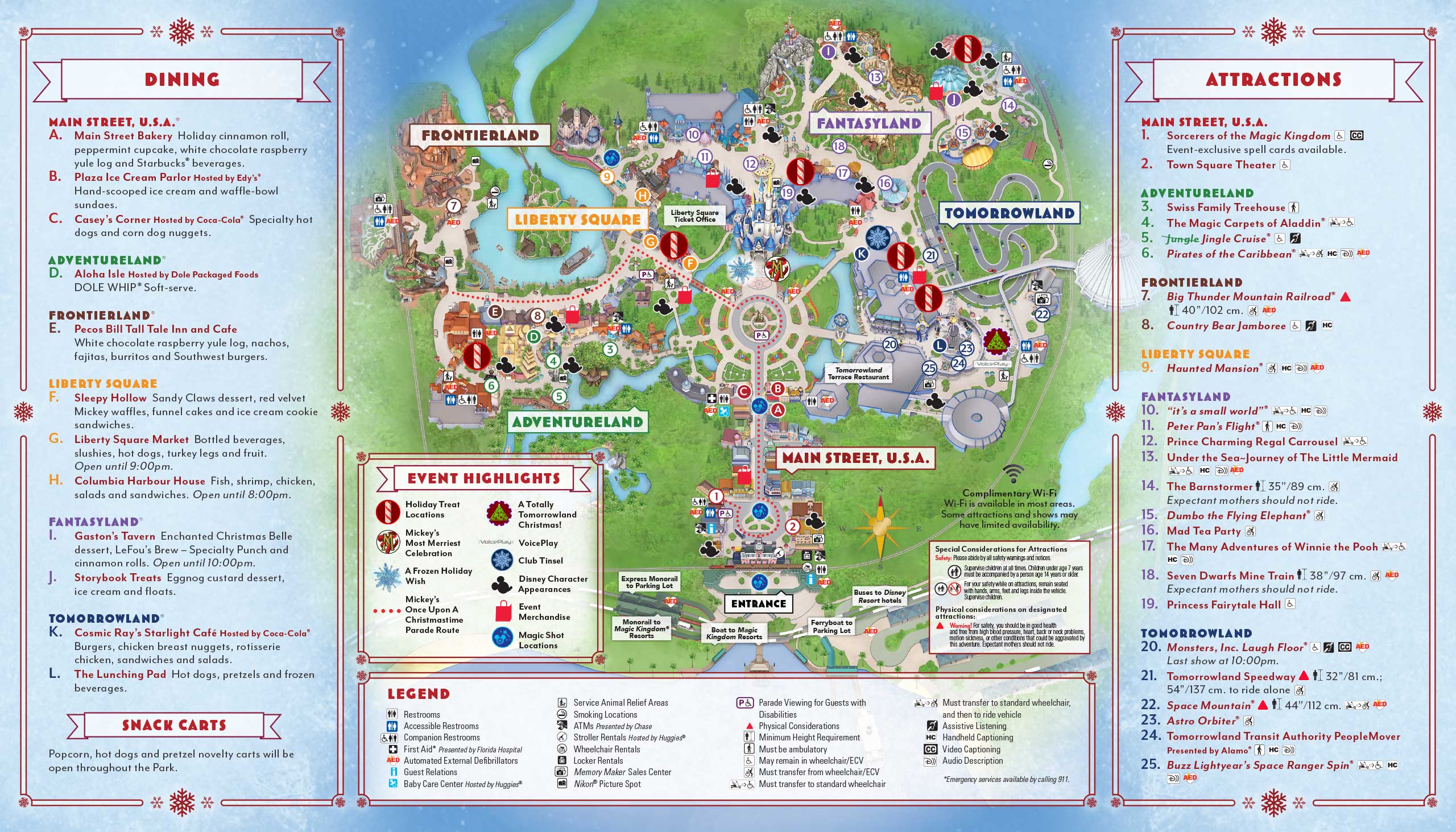 Disney World Magic Kingdom Mickey's Very Merry Christmas Party 2019 Guidemap 