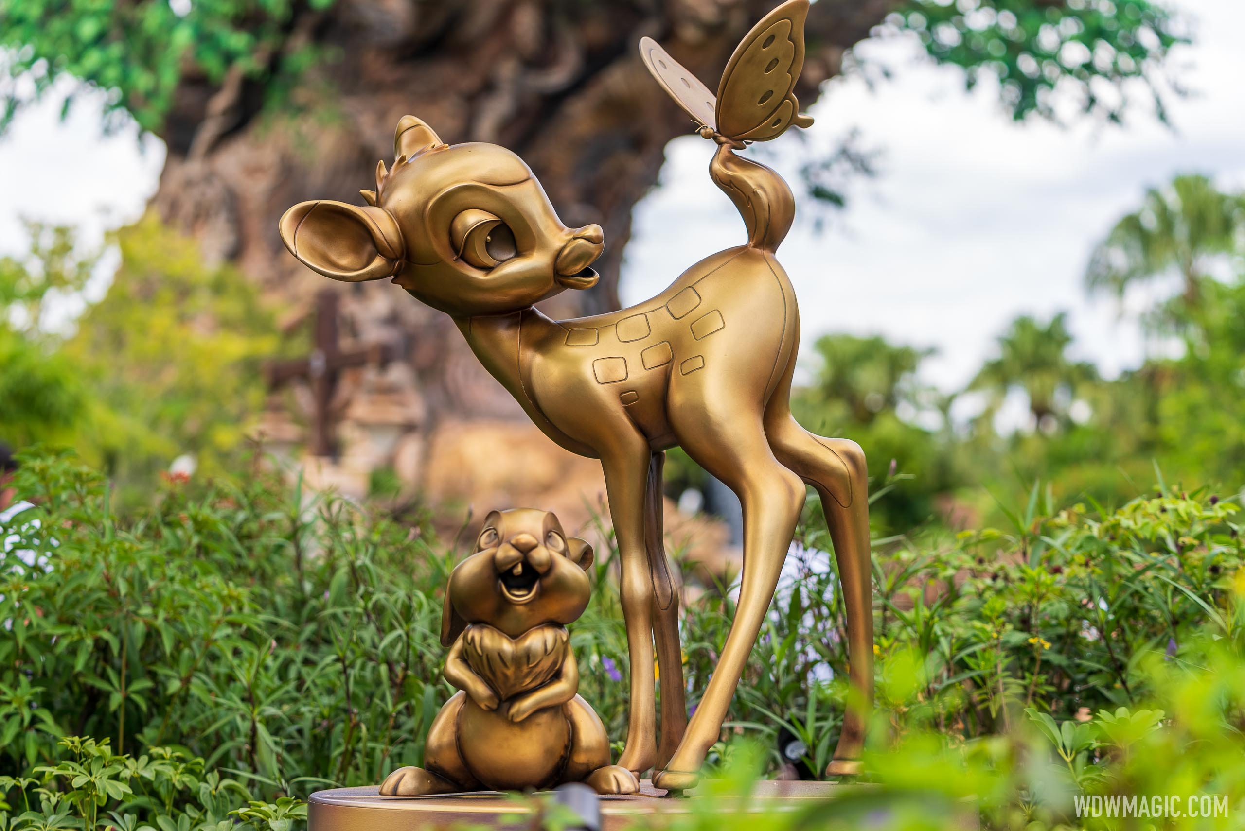Disney Fab 50 golden character statues at Disney's Animal Kingdom