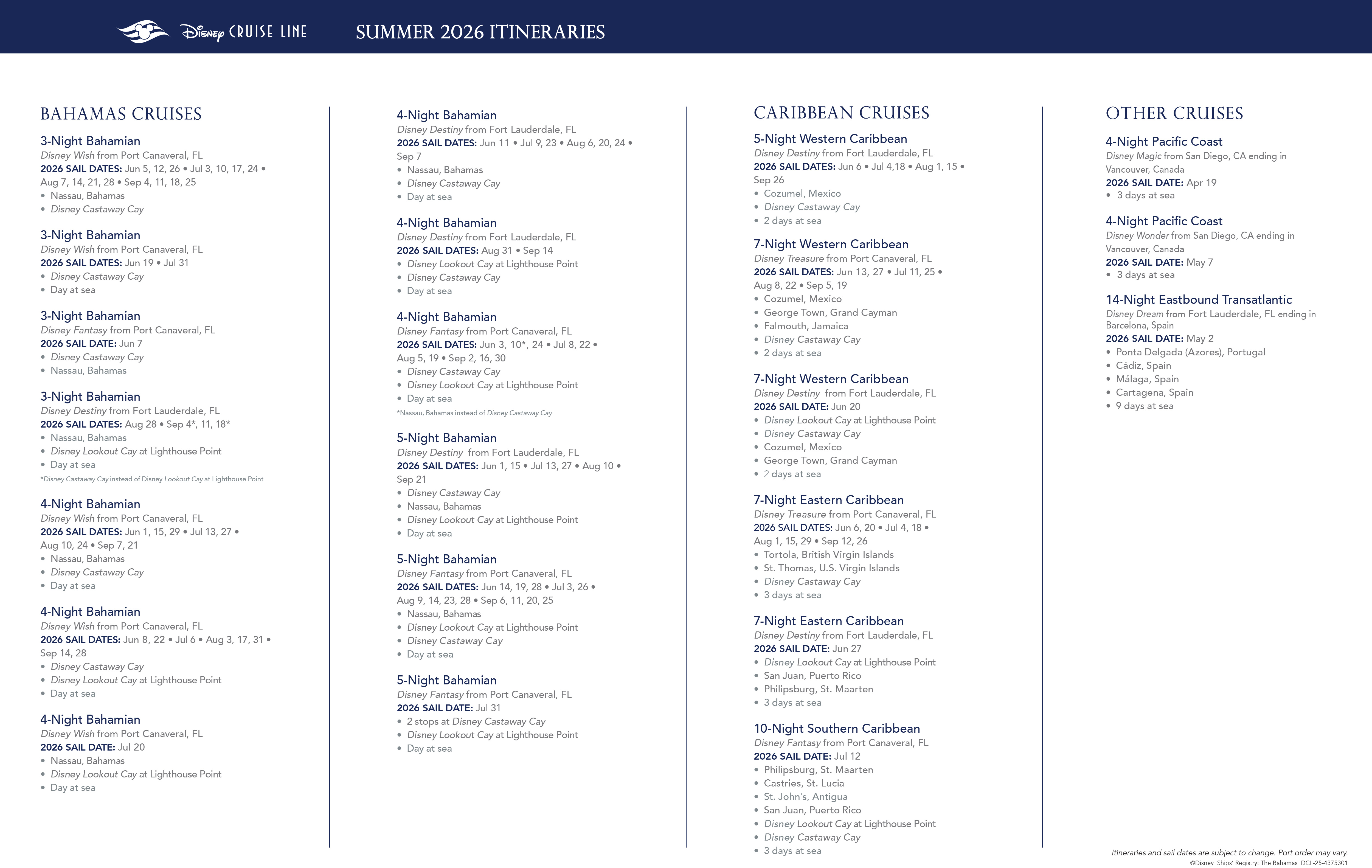 disney-cruise-line-summer-2026-itineraries