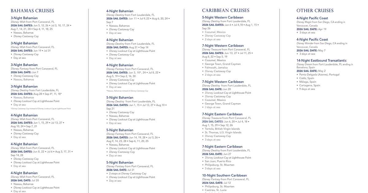 Disney Cruise Line Summer 2026 Itineraries disney-cruise-line-summer-2026-itineraries