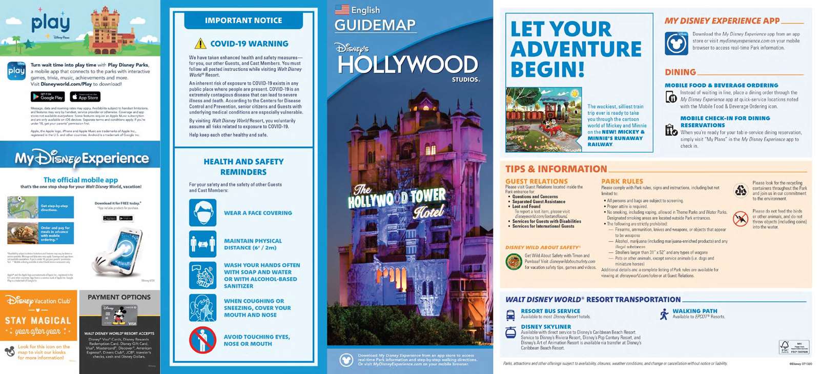 New 2020 Reopening Walt Disney World Hollywood Studios Guidemap 071320 Guide Map