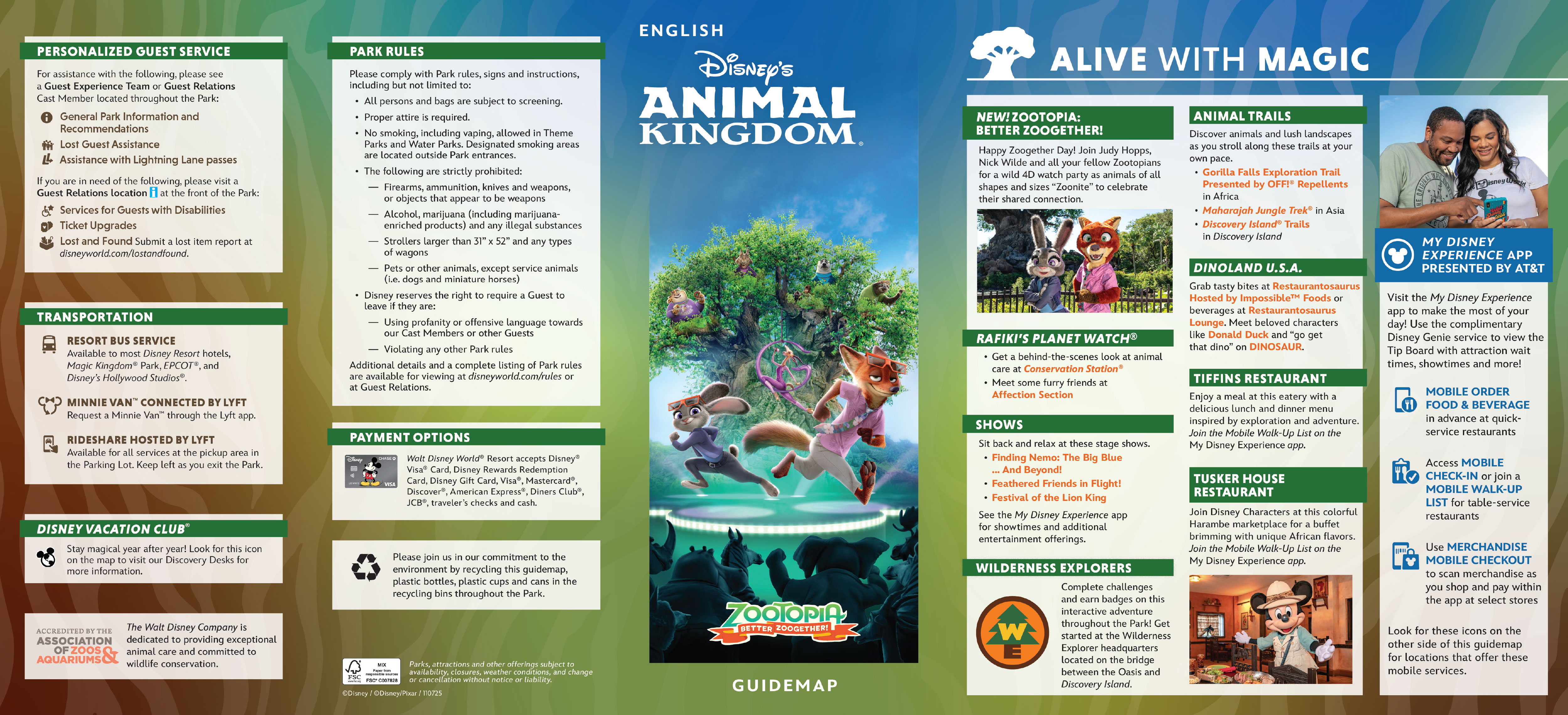 New Disney's Animal Kingdom Guide Map Features Zootopia: Better Zoogether! on the Cover