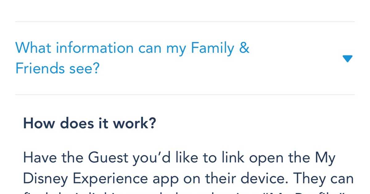 Screenshot - My Disney Experience Friends and Family linking with QR code