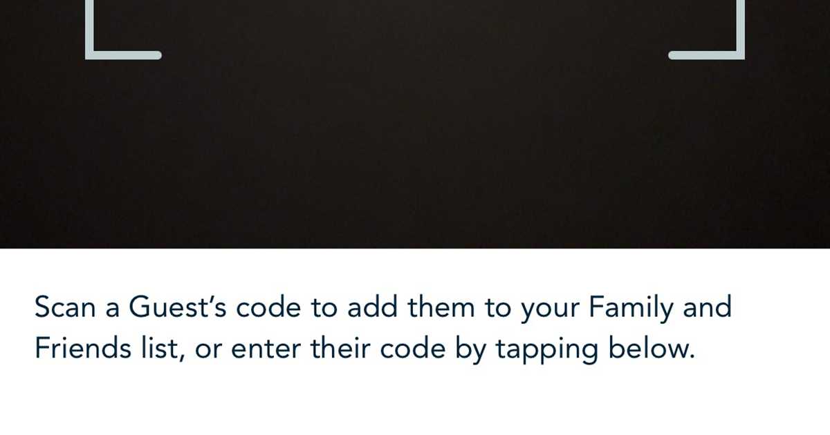 Screenshot - My Disney Experience Friends and Family linking with QR ...