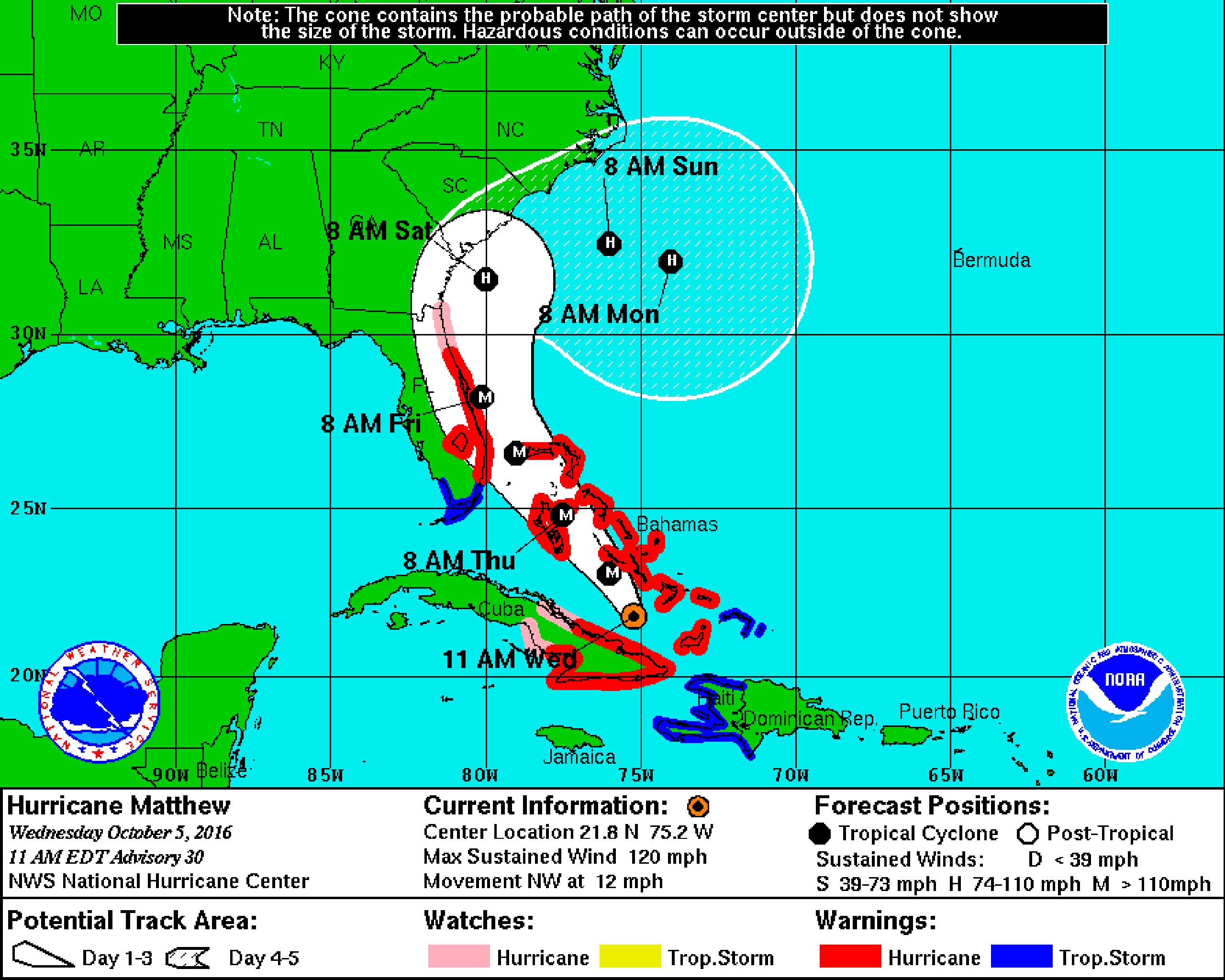 Hurricane Warning issued for the theme park areas