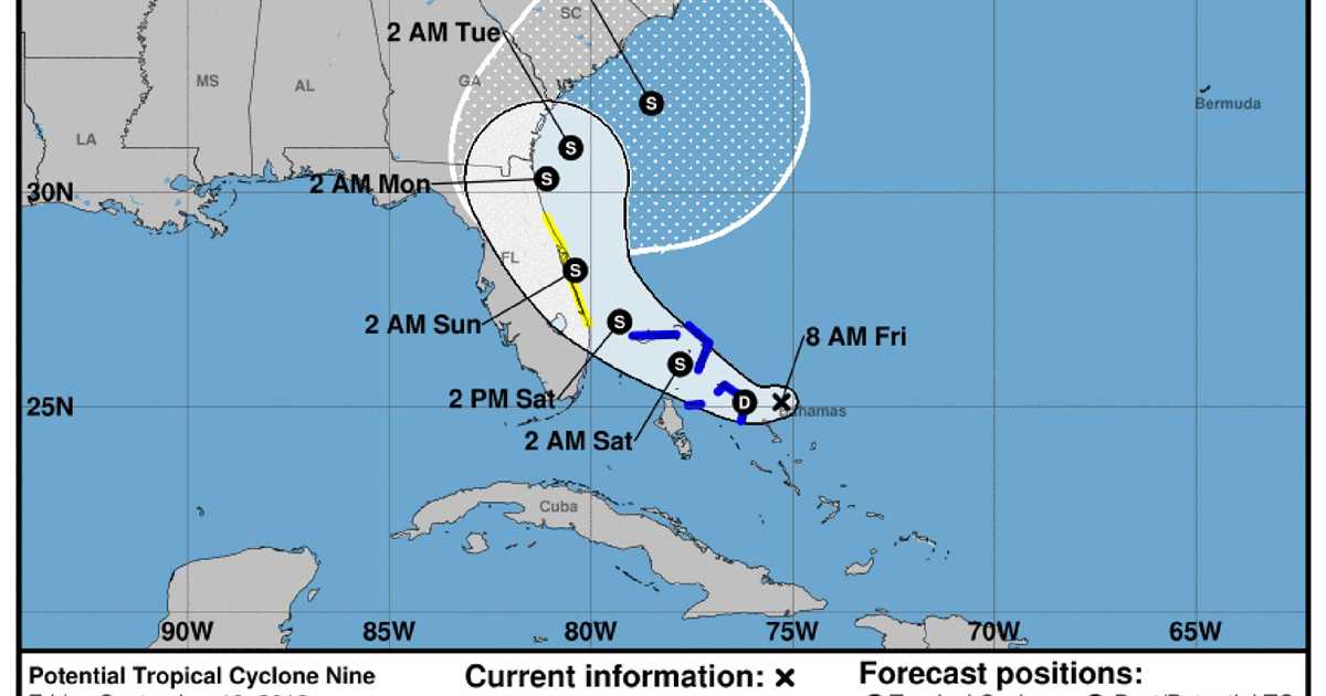 Cyclone 9 Path Potential Tropical Cyclone Nine
