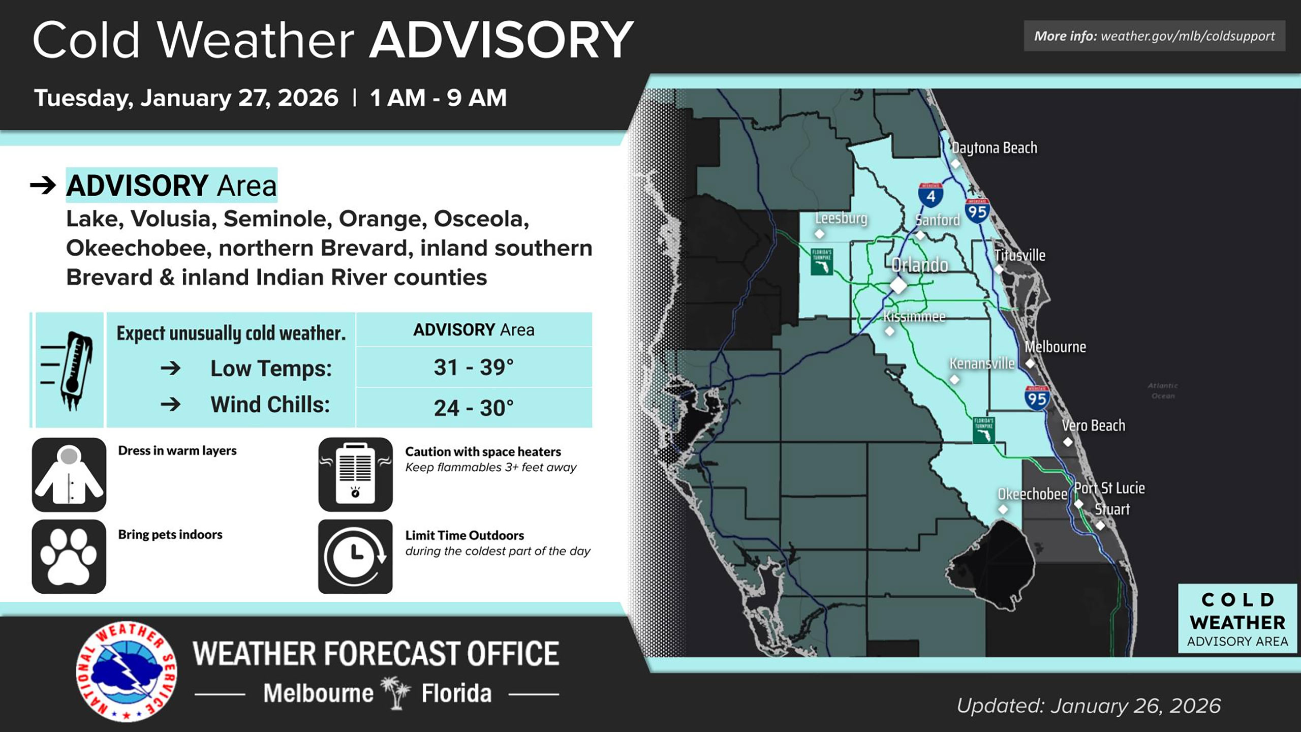 Cold Weather Advisory Issued for Walt Disney World Area This Week