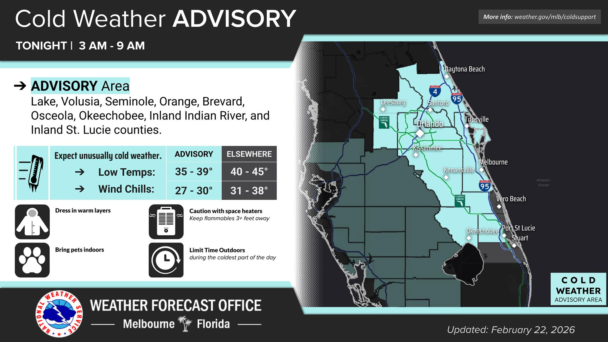 Cold Weather Advisory and Freeze Watch Issued for Walt Disney World Area