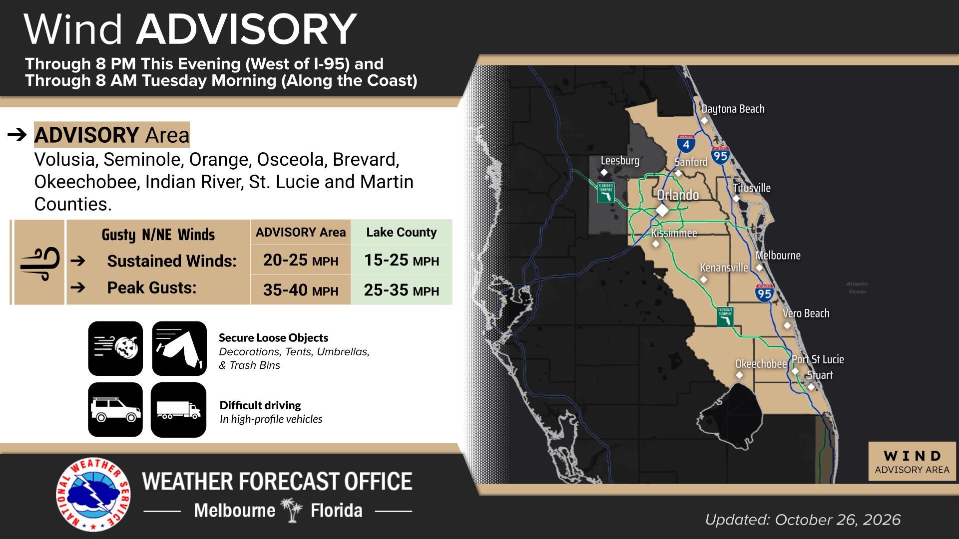 Walt Disney World Hit by Wind Advisory: Gusts Up to 40 mph Expected Today