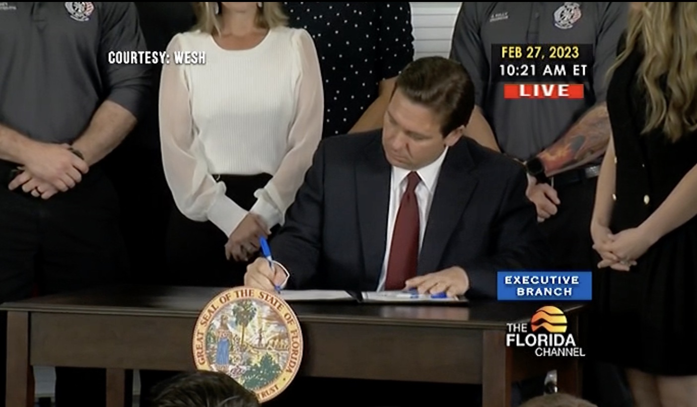 Florida Governor Ron DeSantis at Walt Disney World signs bill to end ...