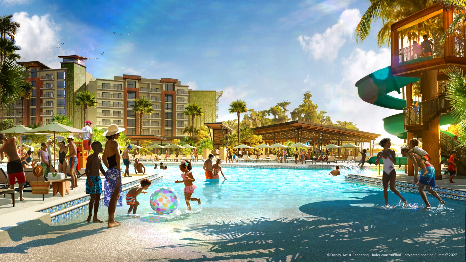 Disney Lakeshore Lodge Pool Area: Lazy River, Zero-Entry Pool, and Kids ...
