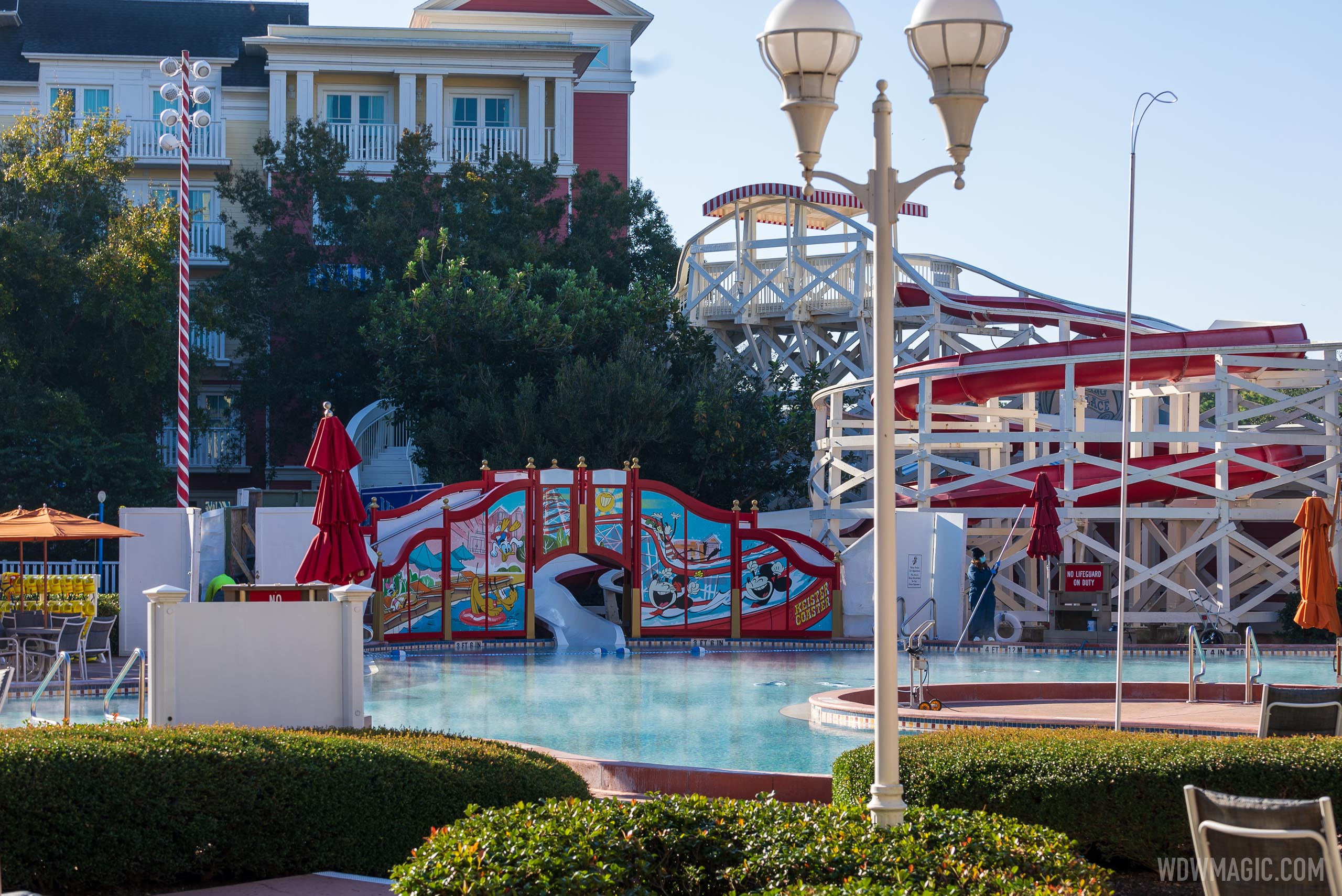Walls down at the new-look slide at the Boardwalk’s Luna Park pool