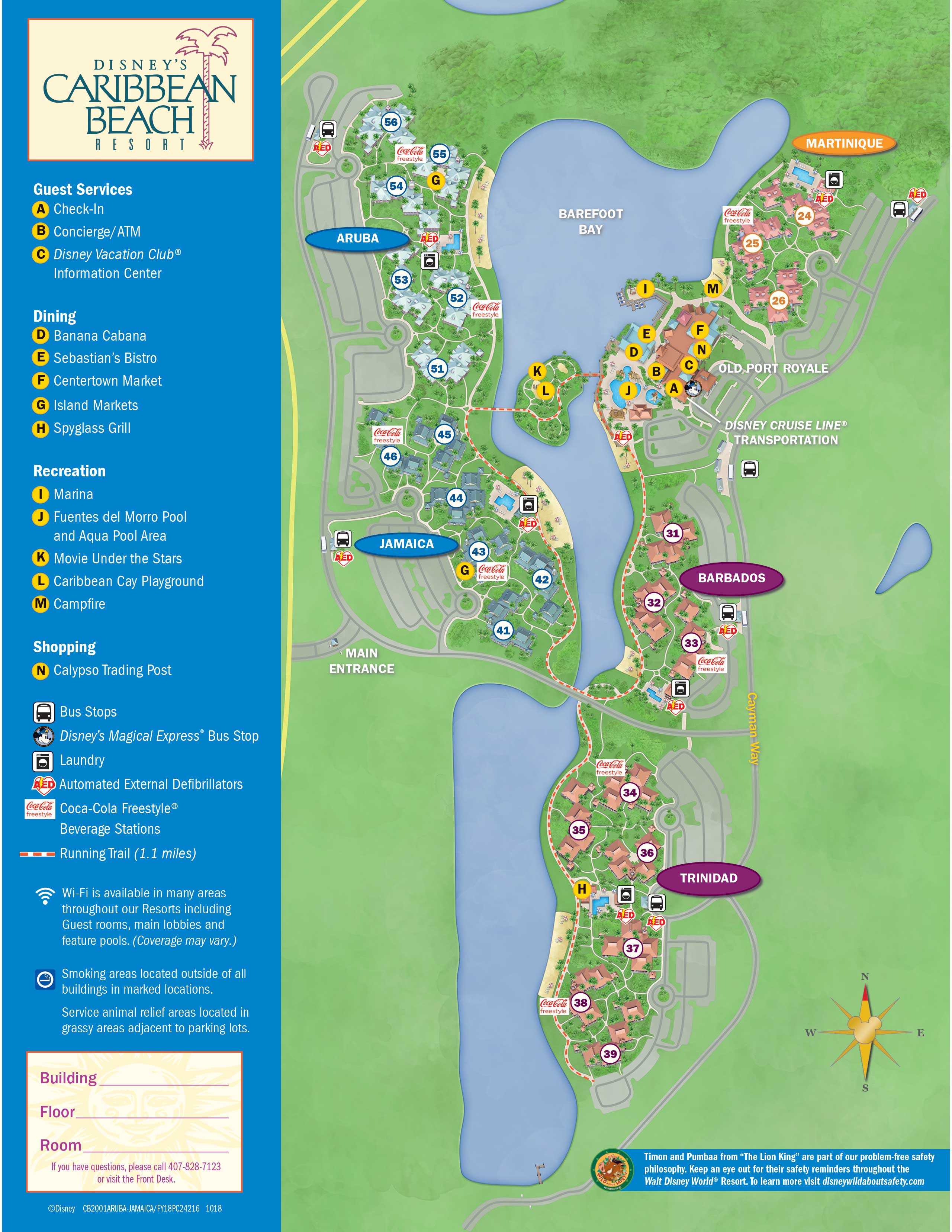 Updated Disney's Caribbean Beach Resort map - Photo 1 of 2