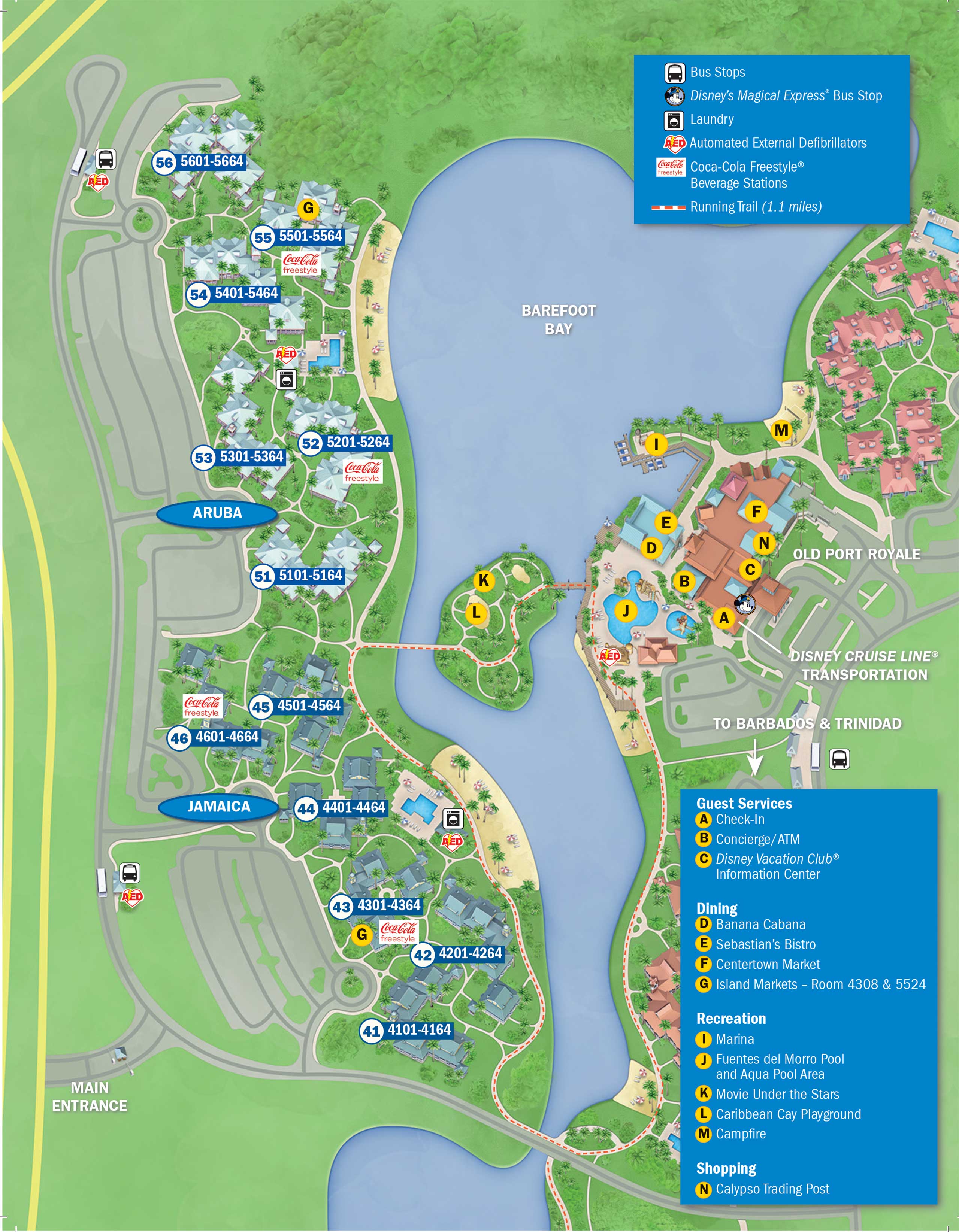PHOTOS - New guide map for Disney's Caribbean Beach Resort