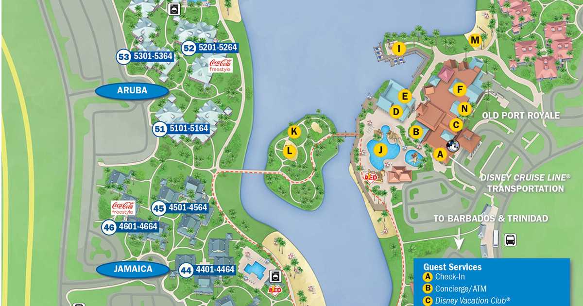 Map Of Caribbean Beach Resort With Skyliner Updated Disney's Caribbean Beach Resort Map - Photo 2 Of 2